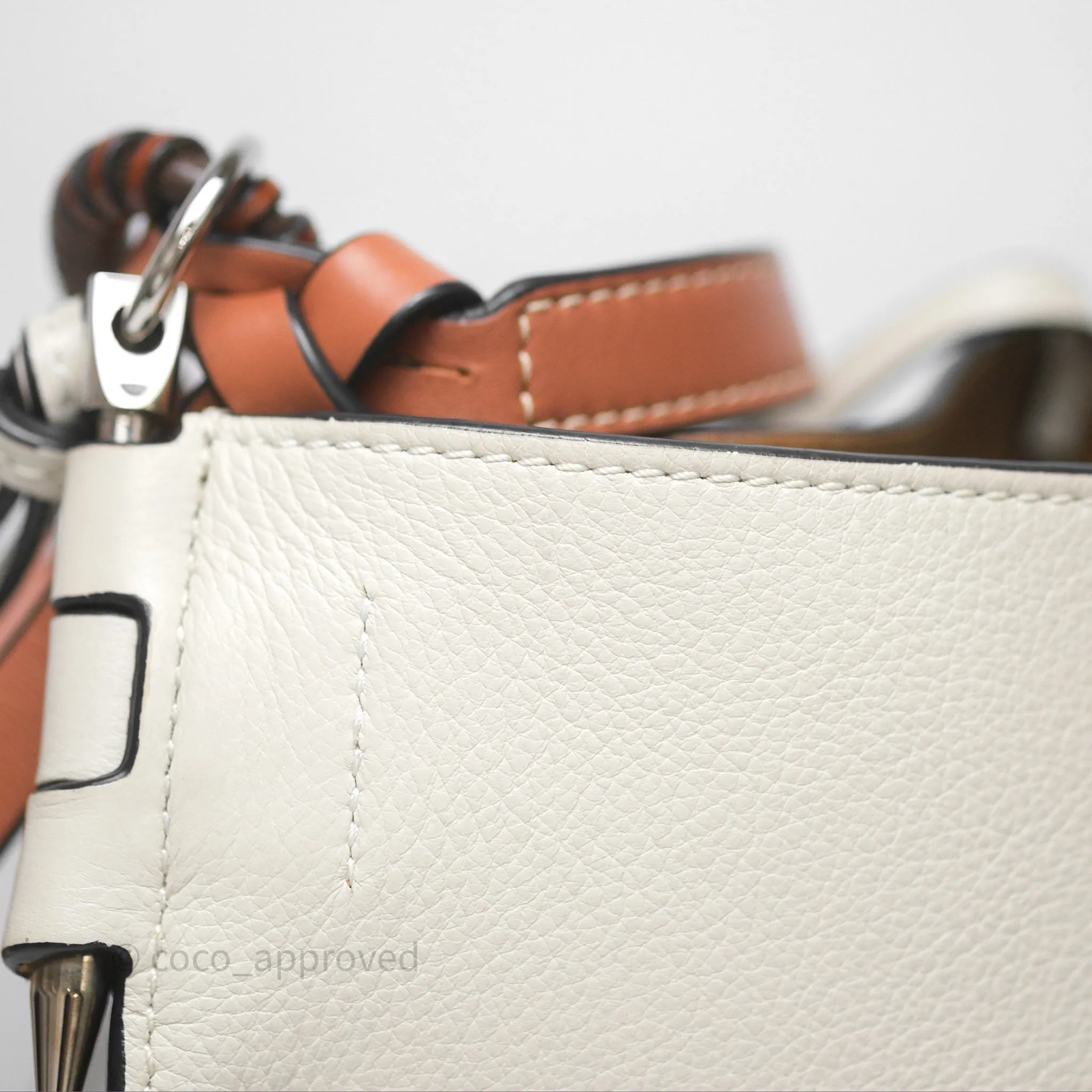 Loewe Gate Bucket Handle Bag Soft White Grained Calfskin