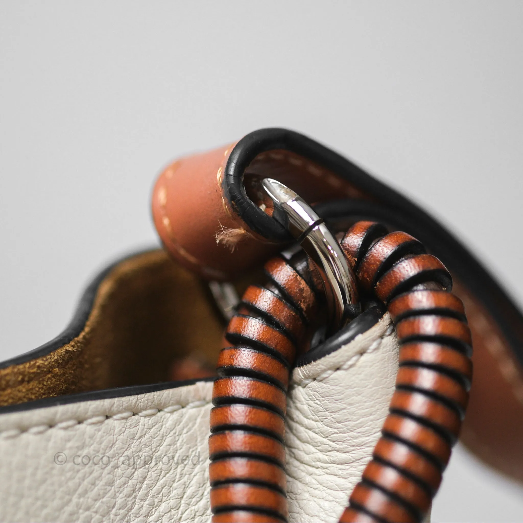 Loewe Gate Bucket Handle Bag Soft White Grained Calfskin