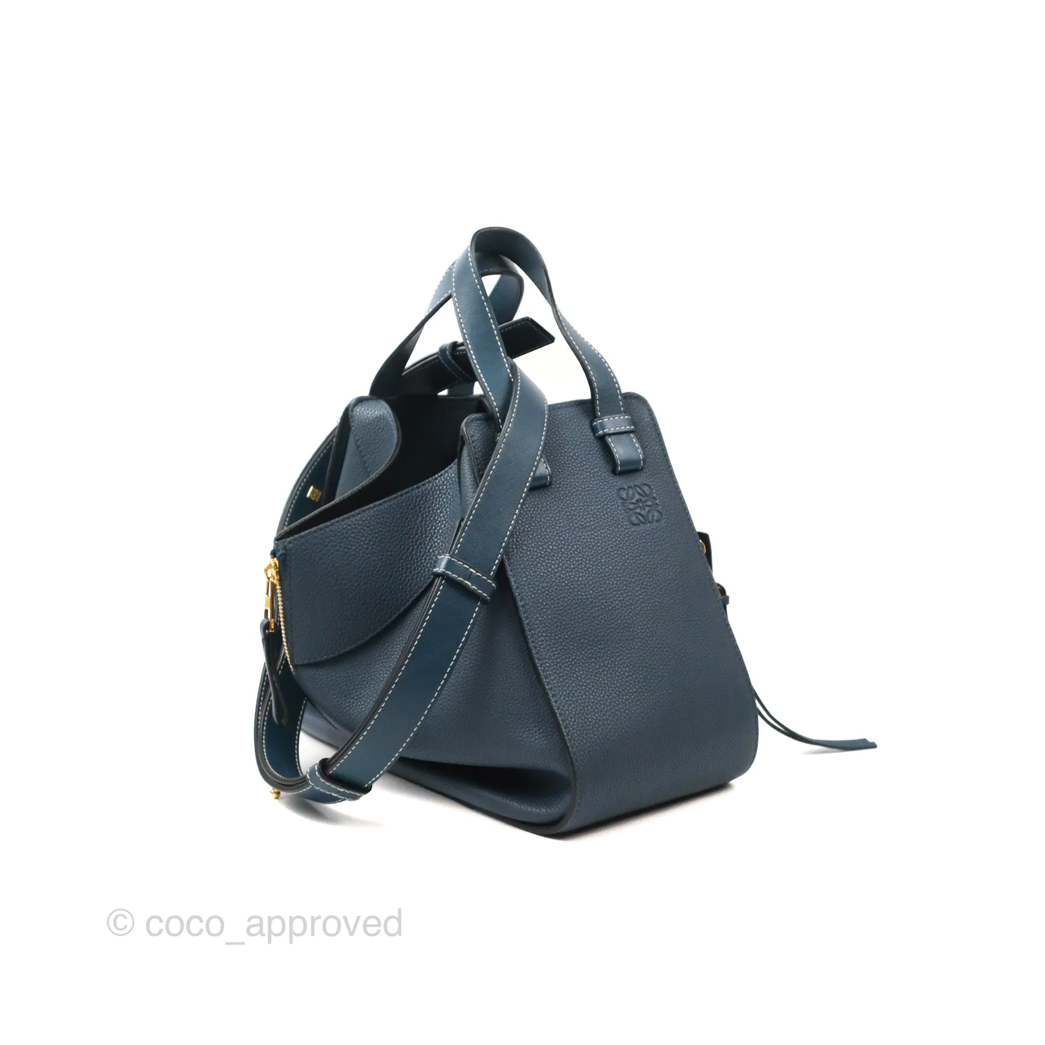 Loewe Hammock Small Shoulder Bag Navy Blue Soft Grained Calfskin