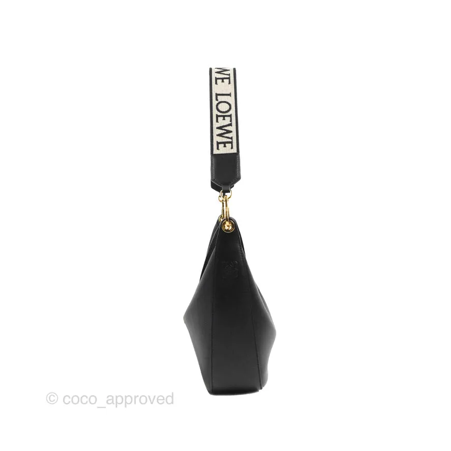 Loewe Luna Bag Black Satin Calfskin Jacquard Strap