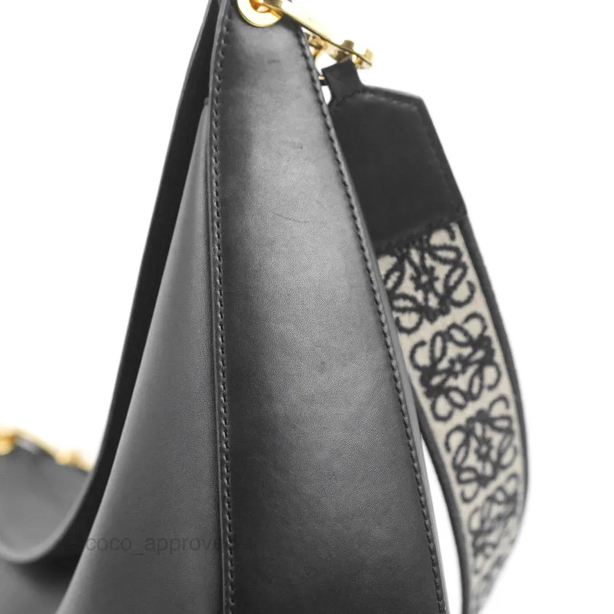 Loewe Luna Bag Black Satin Calfskin Jacquard Strap