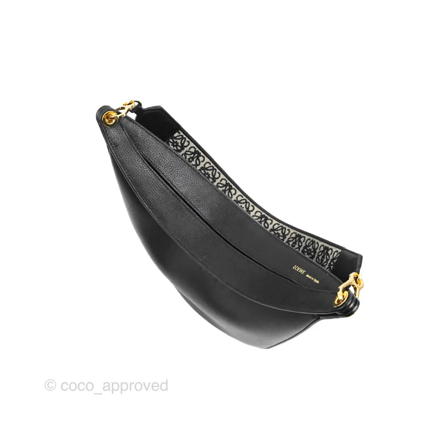 Loewe Luna Bag Black Satin Calfskin Jacquard Strap