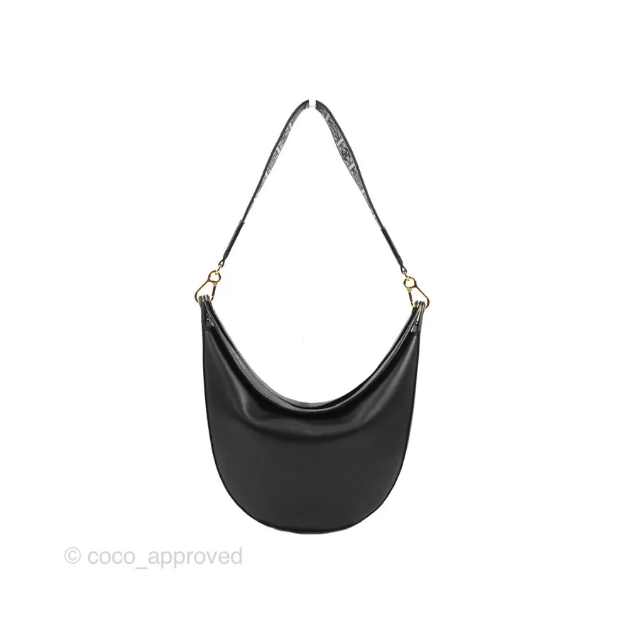 Loewe Luna Bag Black Satin Calfskin Jacquard Strap