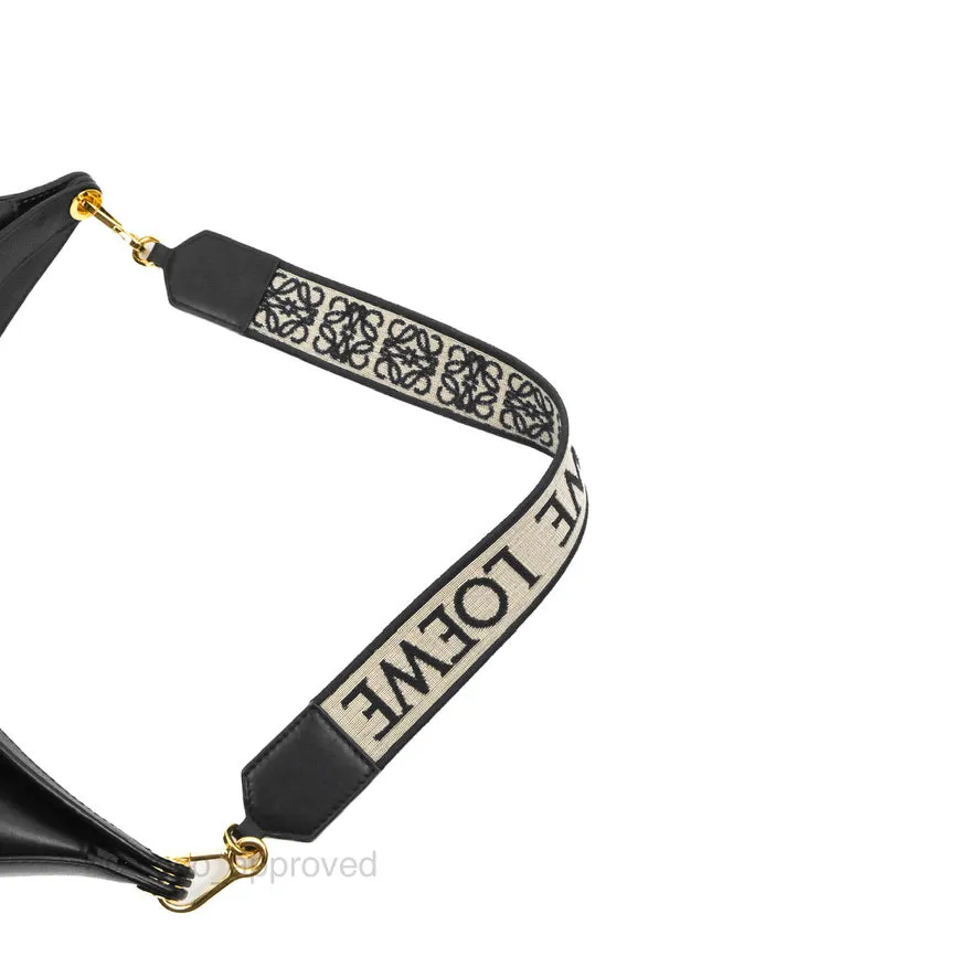 Loewe Luna Bag Black Satin Calfskin Jacquard Strap