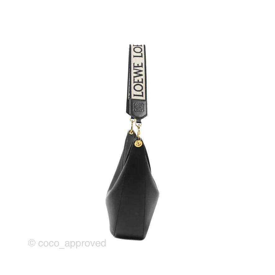 Loewe Luna Bag Black Satin Calfskin Jacquard Strap