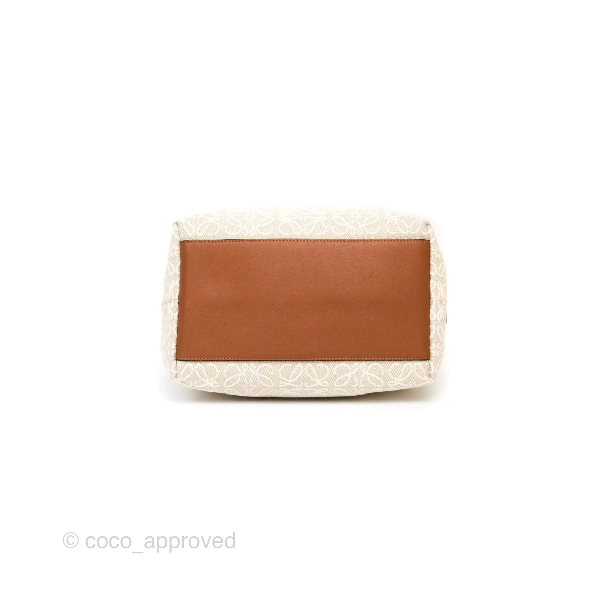 Loewe Medium Cubi Bag Anagram Jacquard & Calfskin Ecru/Tan