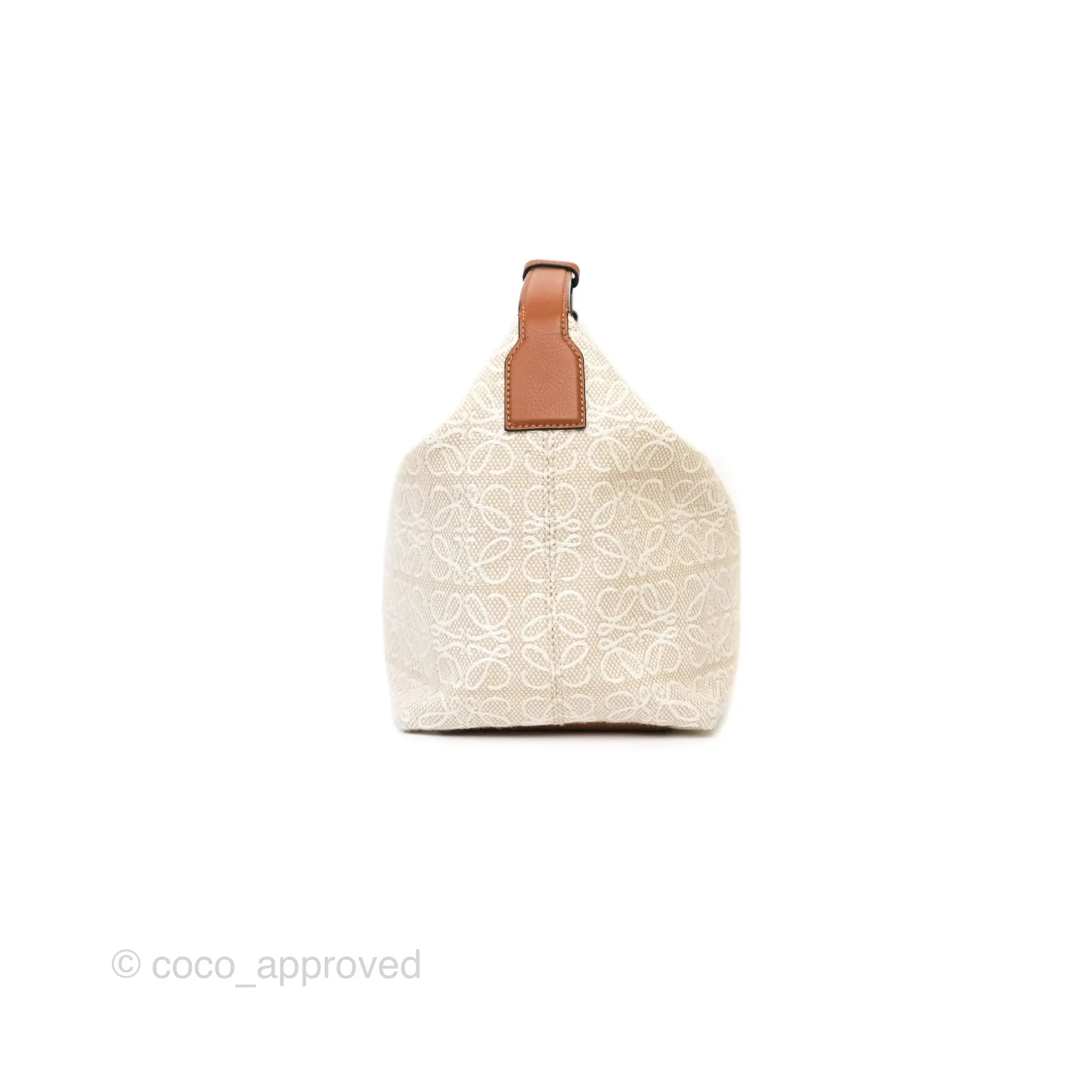 Loewe Medium Cubi Bag Anagram Jacquard & Calfskin Ecru/Tan
