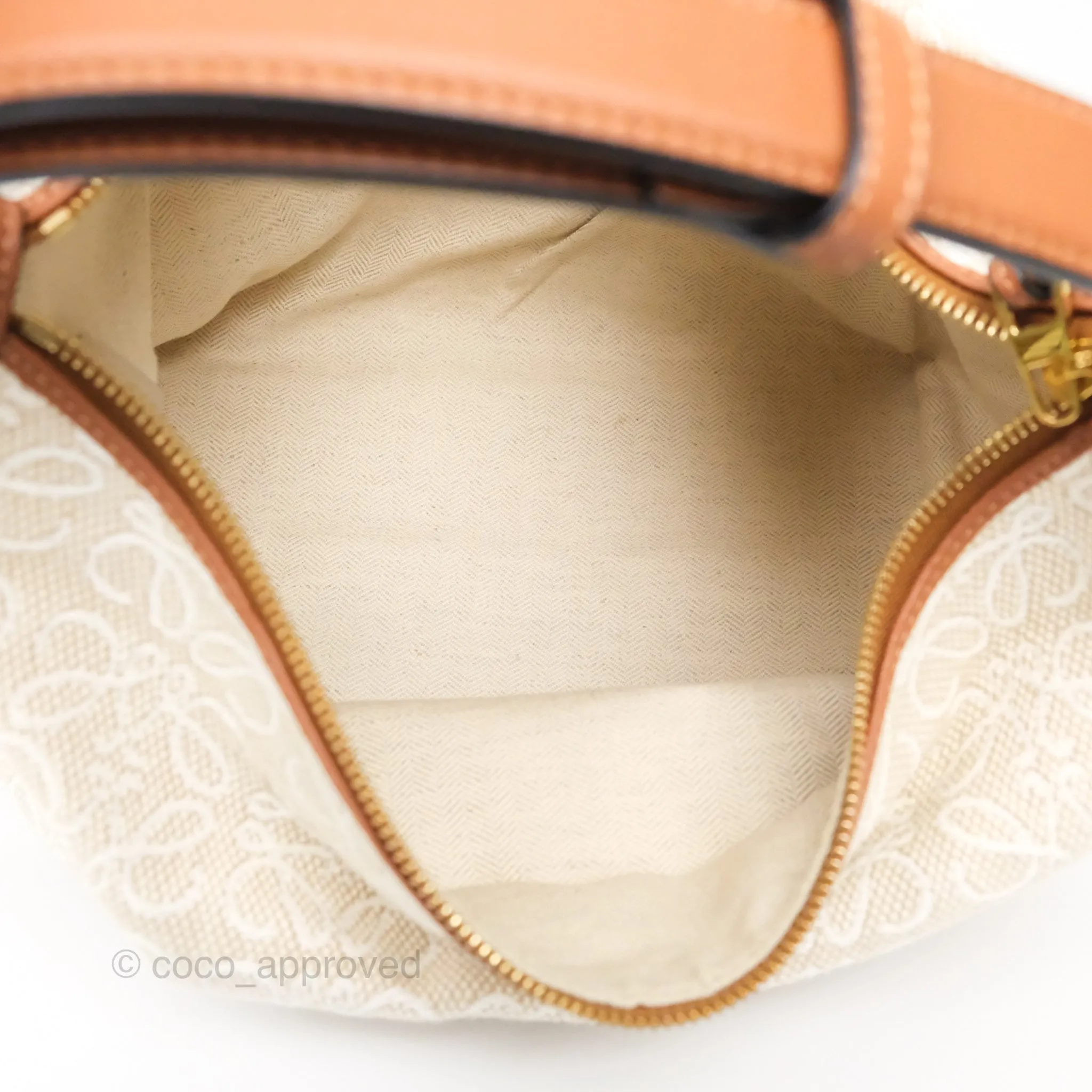 Loewe Medium Cubi Bag Anagram Jacquard & Calfskin Ecru/Tan