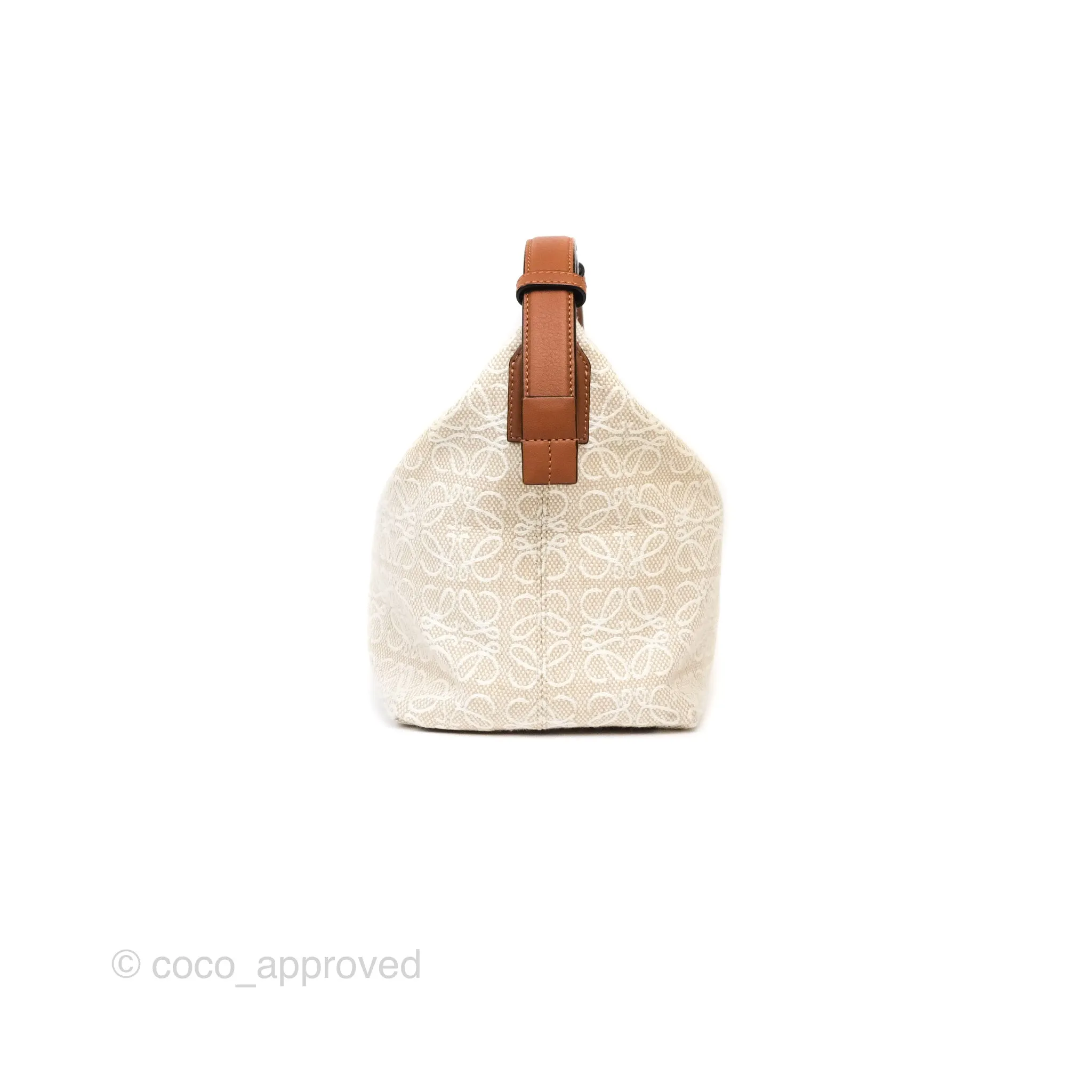 Loewe Medium Cubi Bag Anagram Jacquard & Calfskin Ecru/Tan