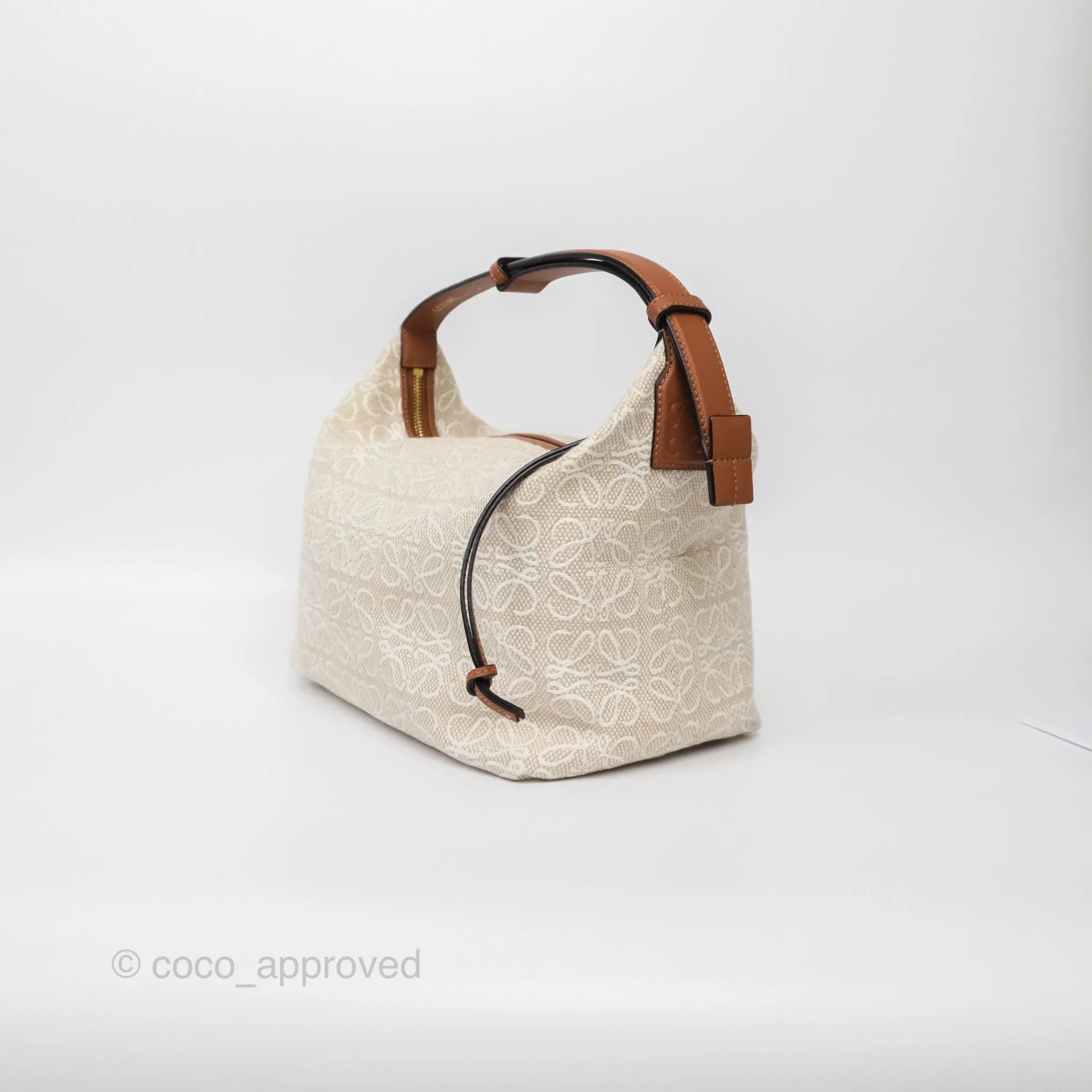Loewe Medium Cubi Bag Anagram Jacquard & Calfskin Ecru/Tan