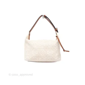 Loewe Medium Cubi Bag Anagram Jacquard & Calfskin Ecru/Tan