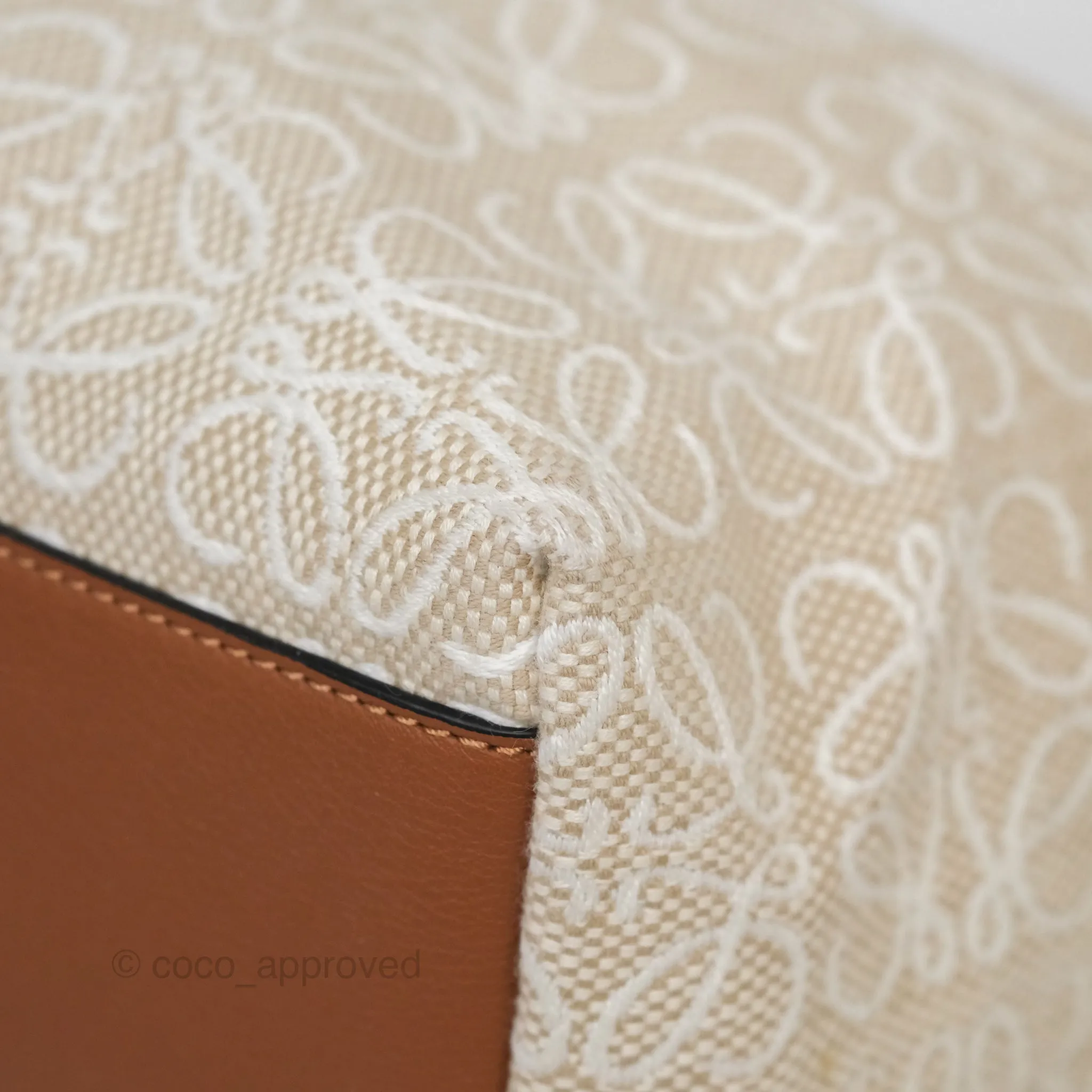 Loewe Medium Cubi Bag Anagram Jacquard & Calfskin Ecru/Tan