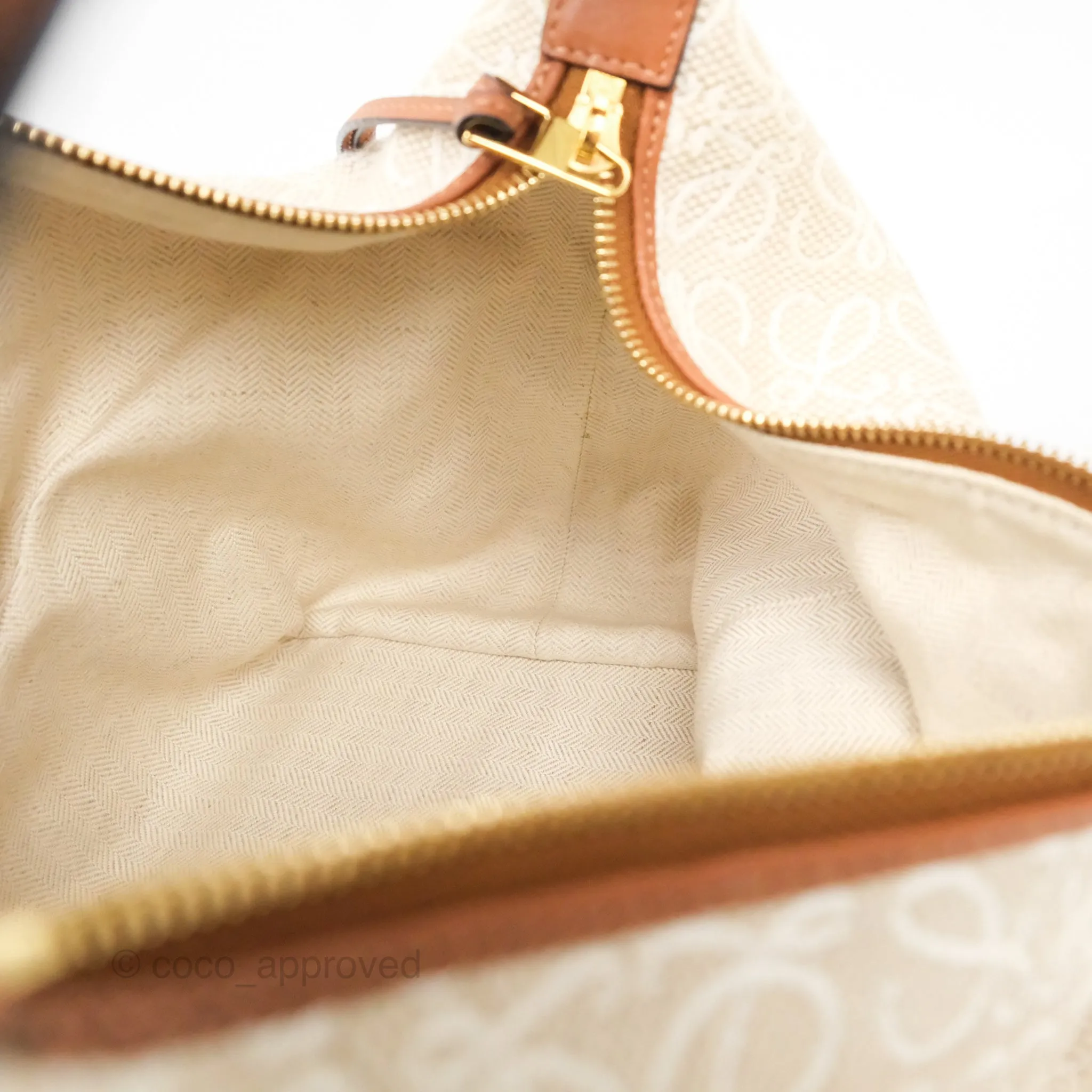Loewe Medium Cubi Bag Anagram Jacquard & Calfskin Ecru/Tan