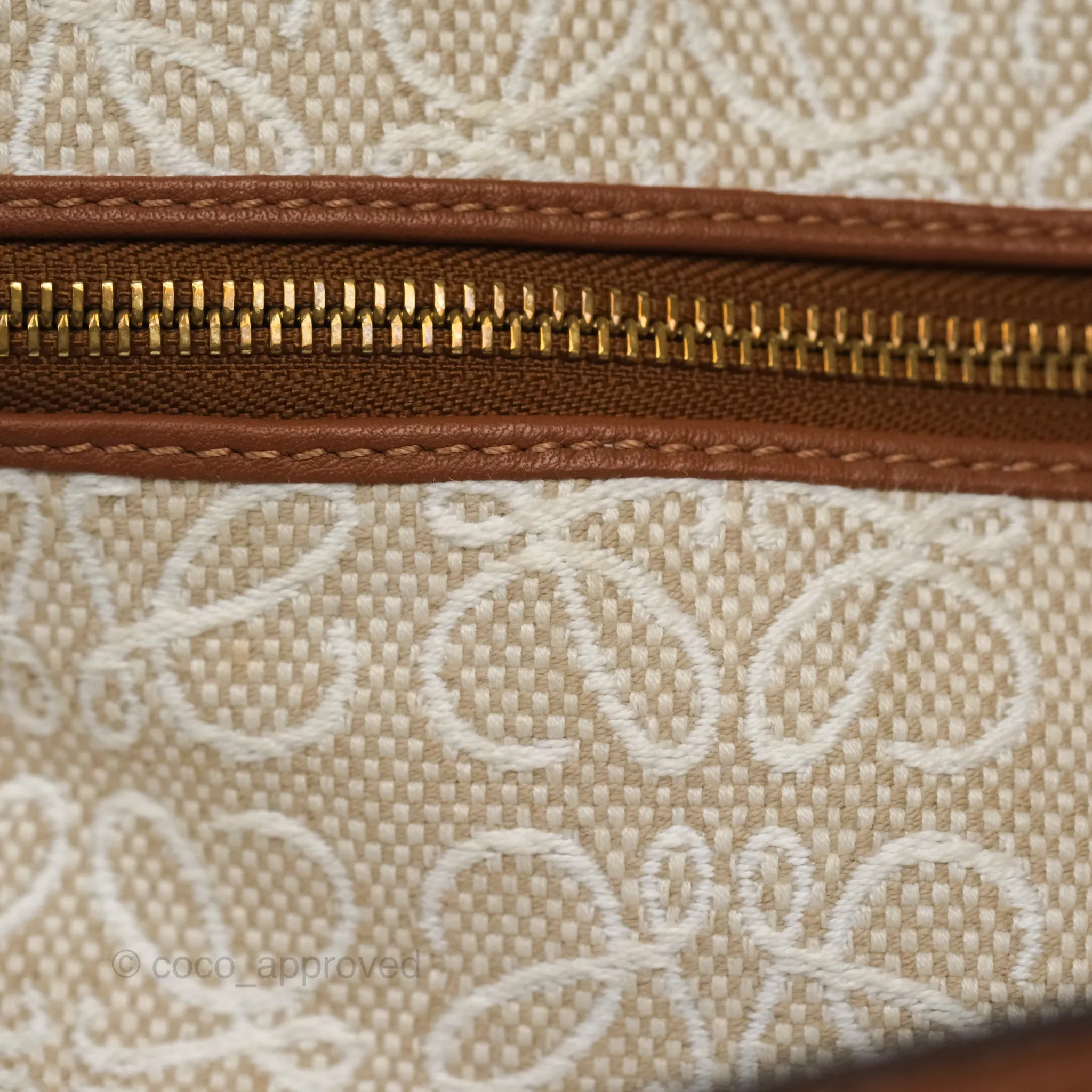 Loewe Medium Cubi Bag Anagram Jacquard & Calfskin Ecru/Tan
