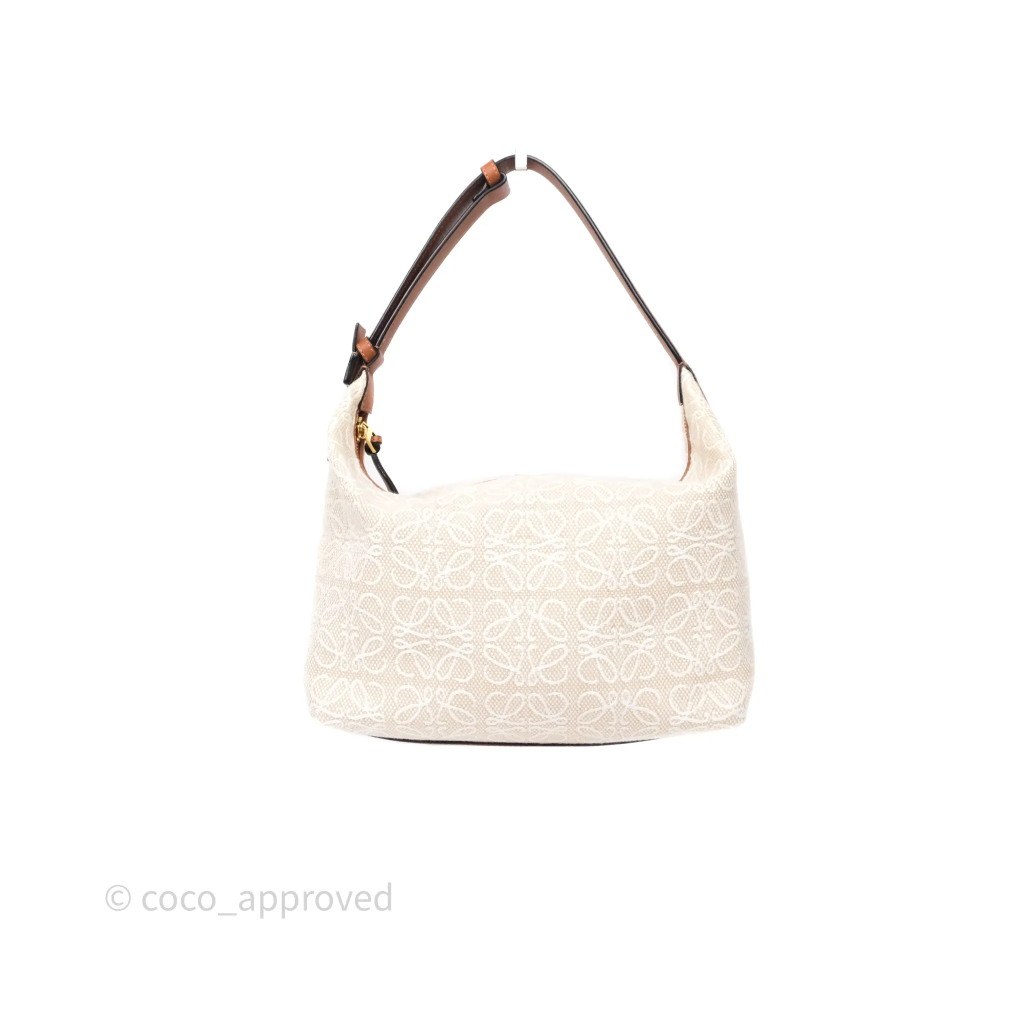 Loewe Medium Cubi Bag Anagram Jacquard & Calfskin Ecru/Tan