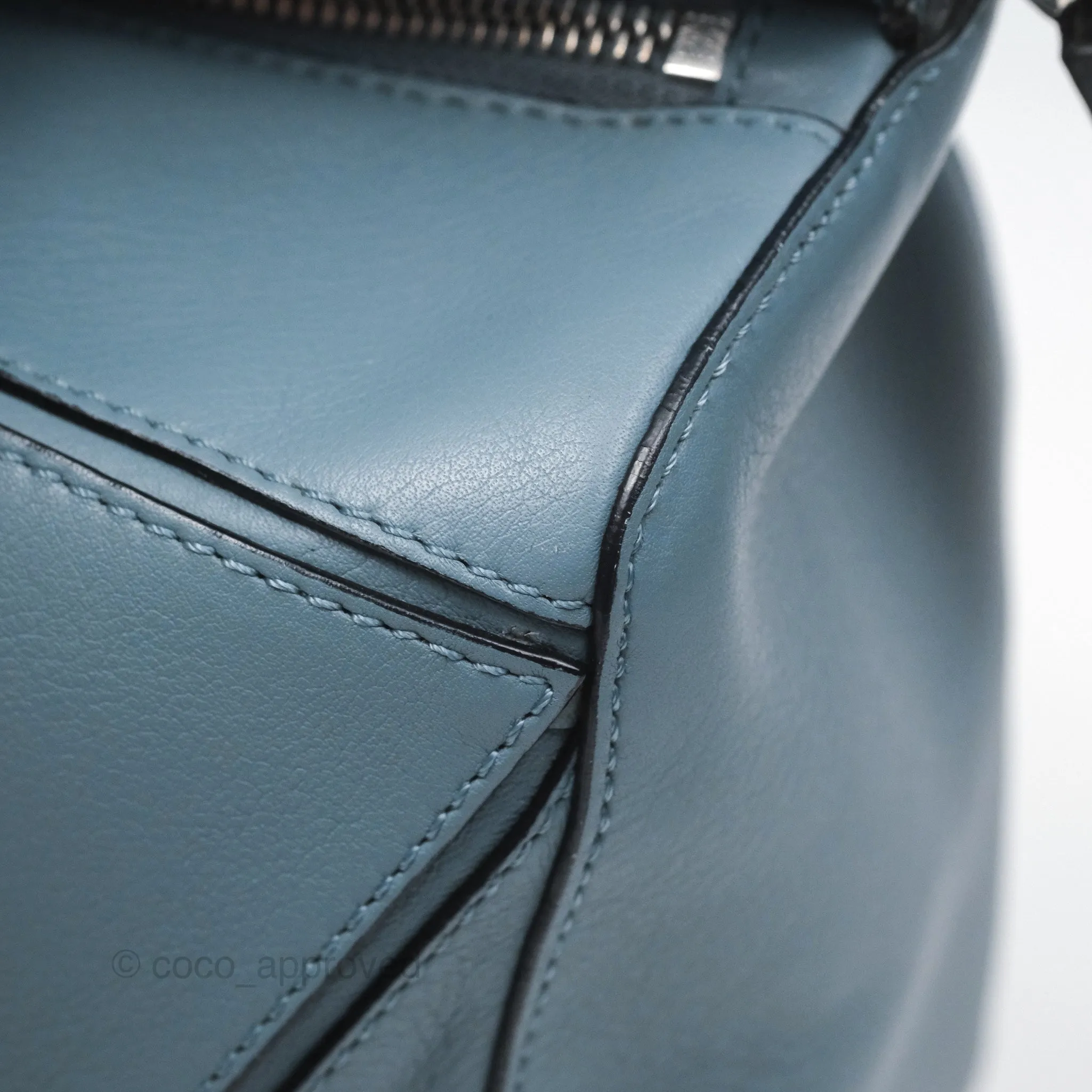 Loewe Medium Puzzle Bag Blue Calfskin Silver Hardware