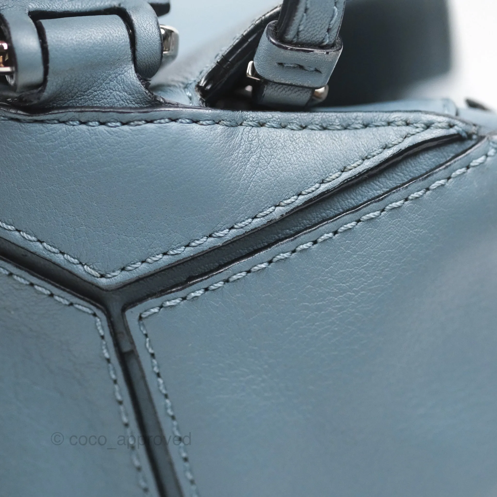 Loewe Medium Puzzle Bag Blue Calfskin Silver Hardware