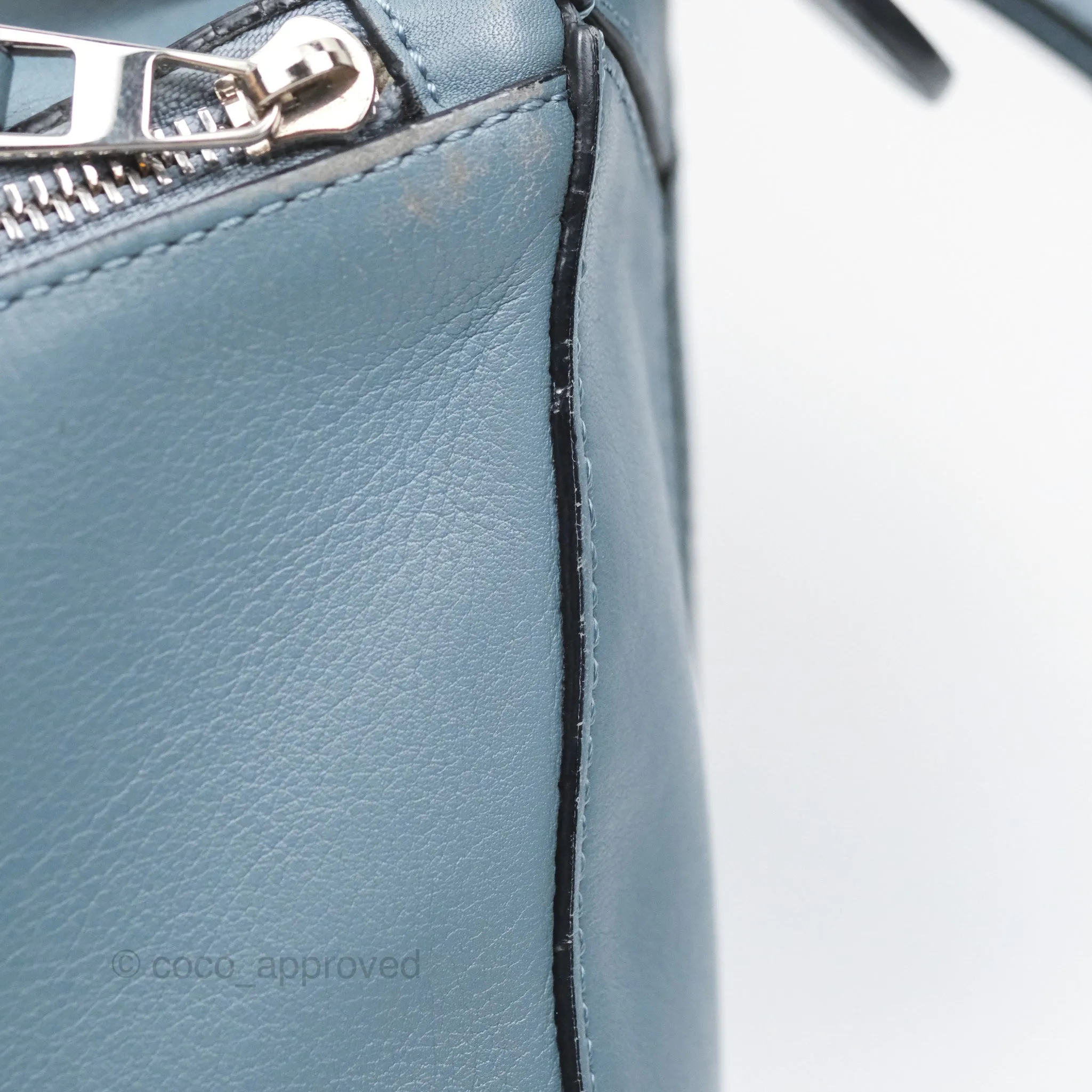 Loewe Medium Puzzle Bag Blue Calfskin Silver Hardware