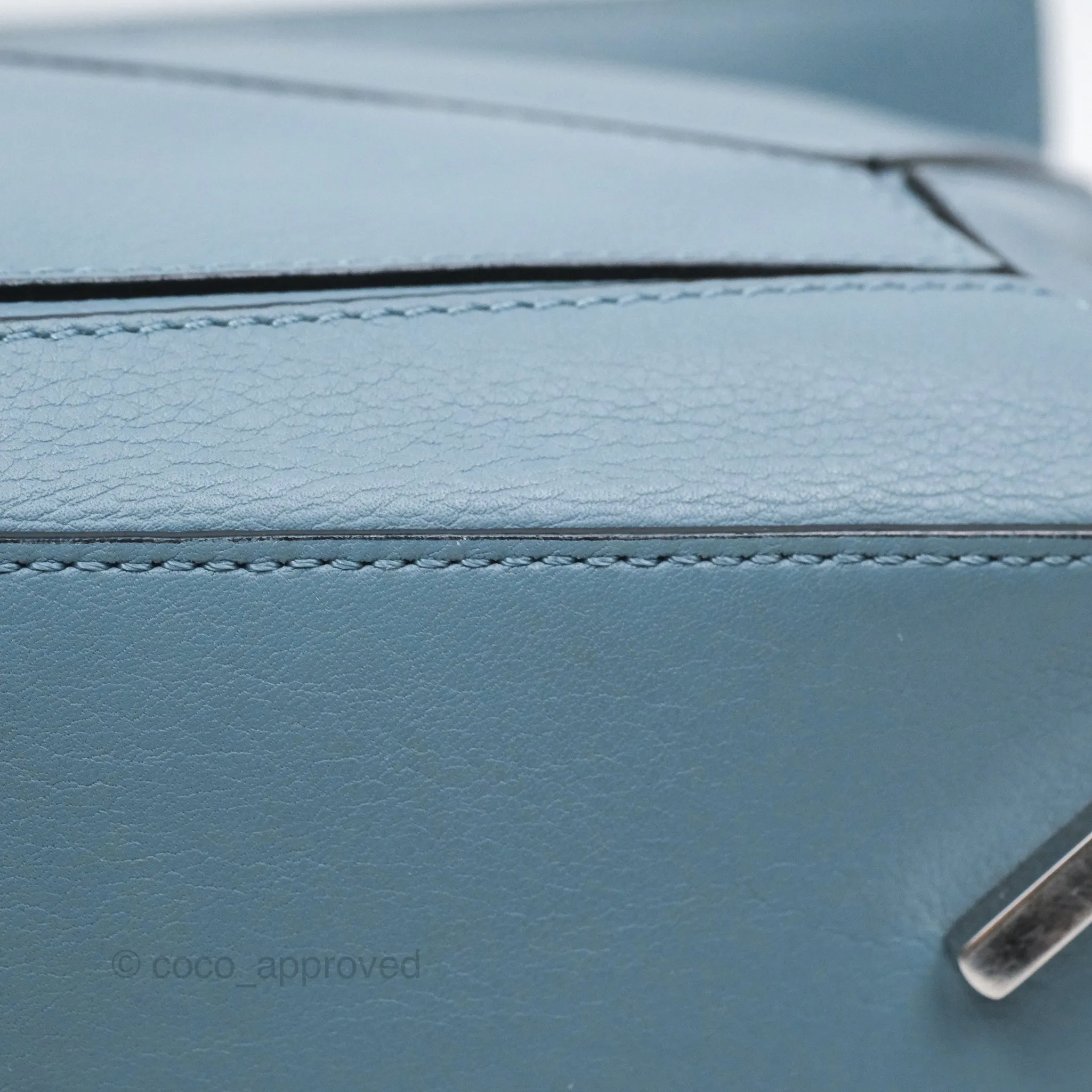 Loewe Medium Puzzle Bag Blue Calfskin Silver Hardware