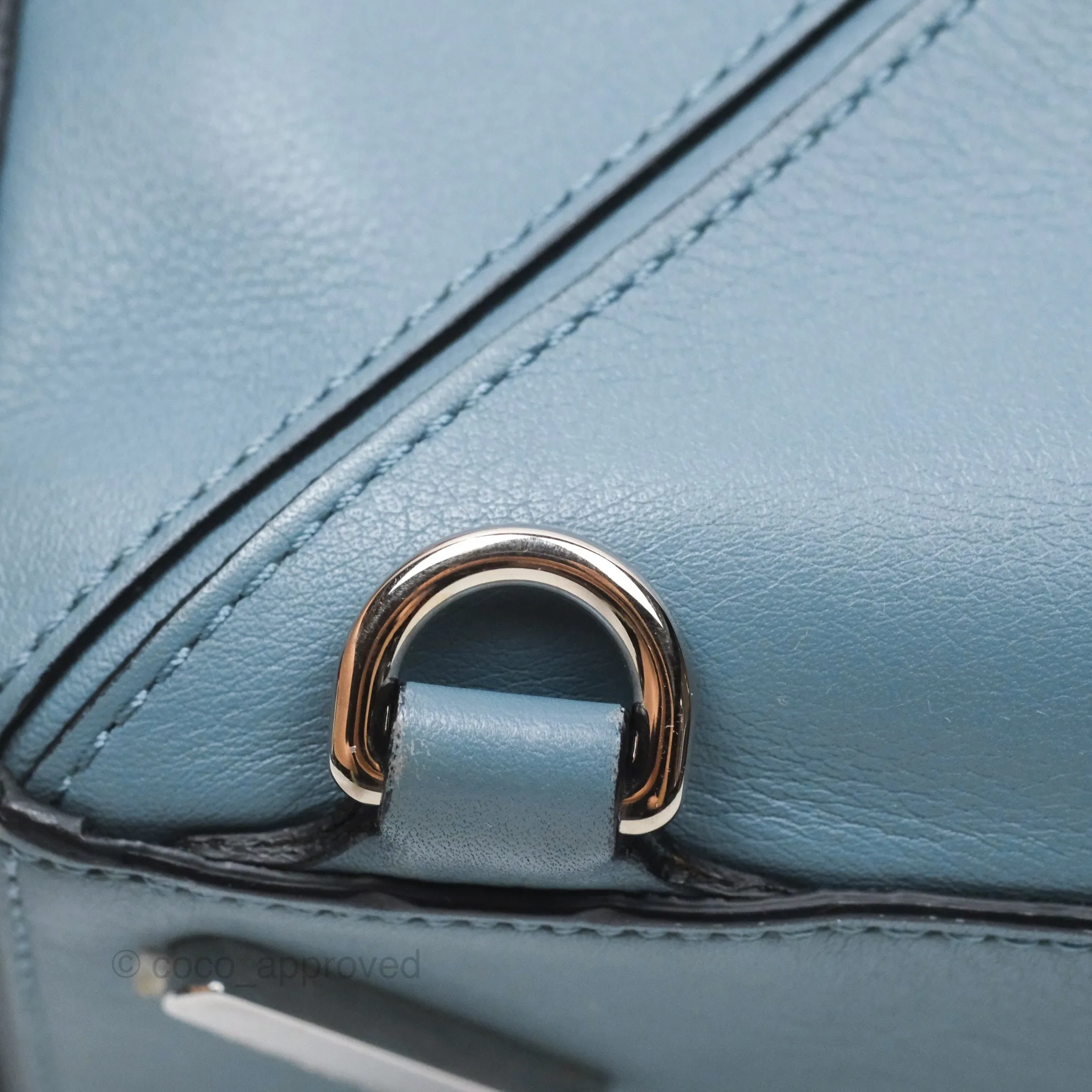 Loewe Medium Puzzle Bag Blue Calfskin Silver Hardware