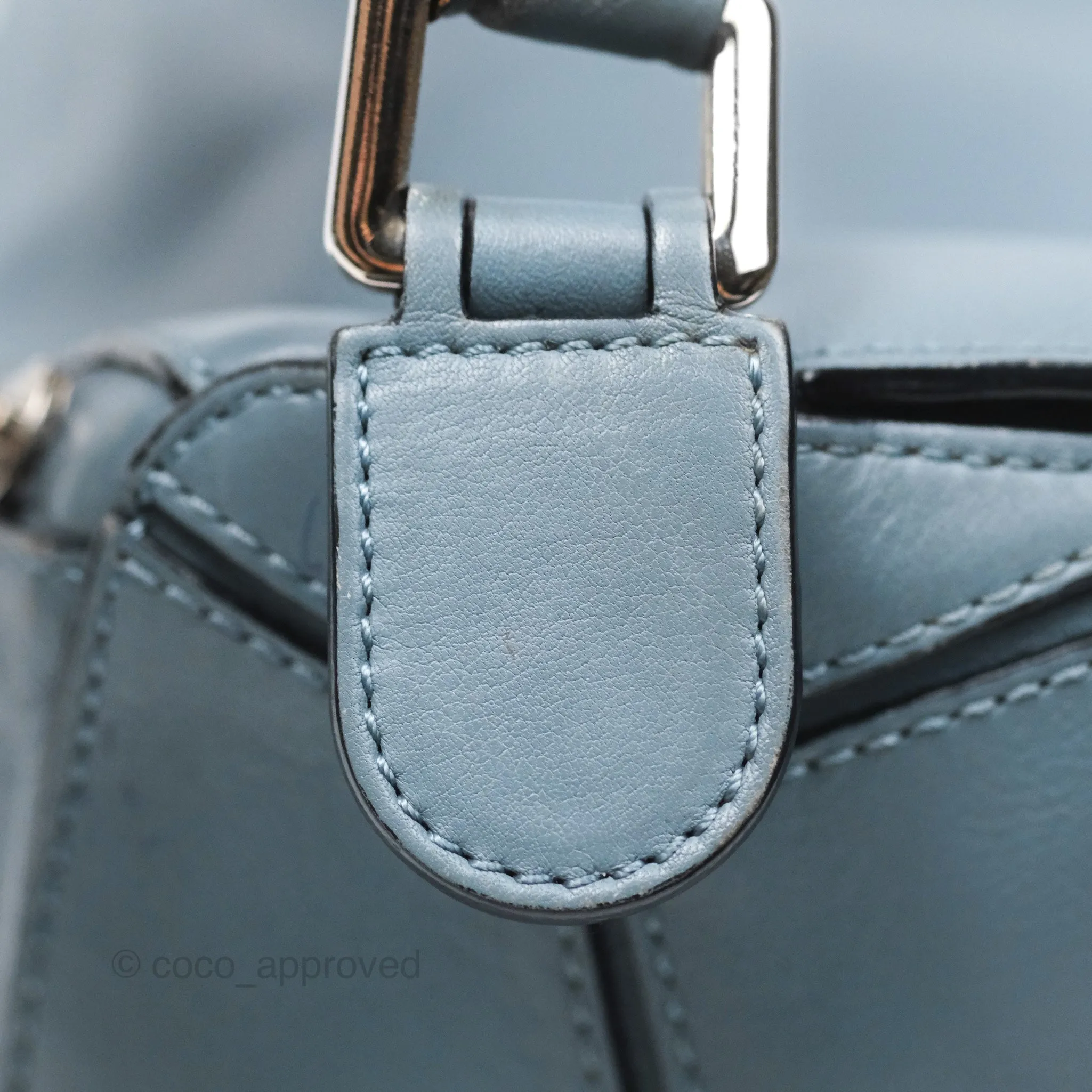 Loewe Medium Puzzle Bag Blue Calfskin Silver Hardware