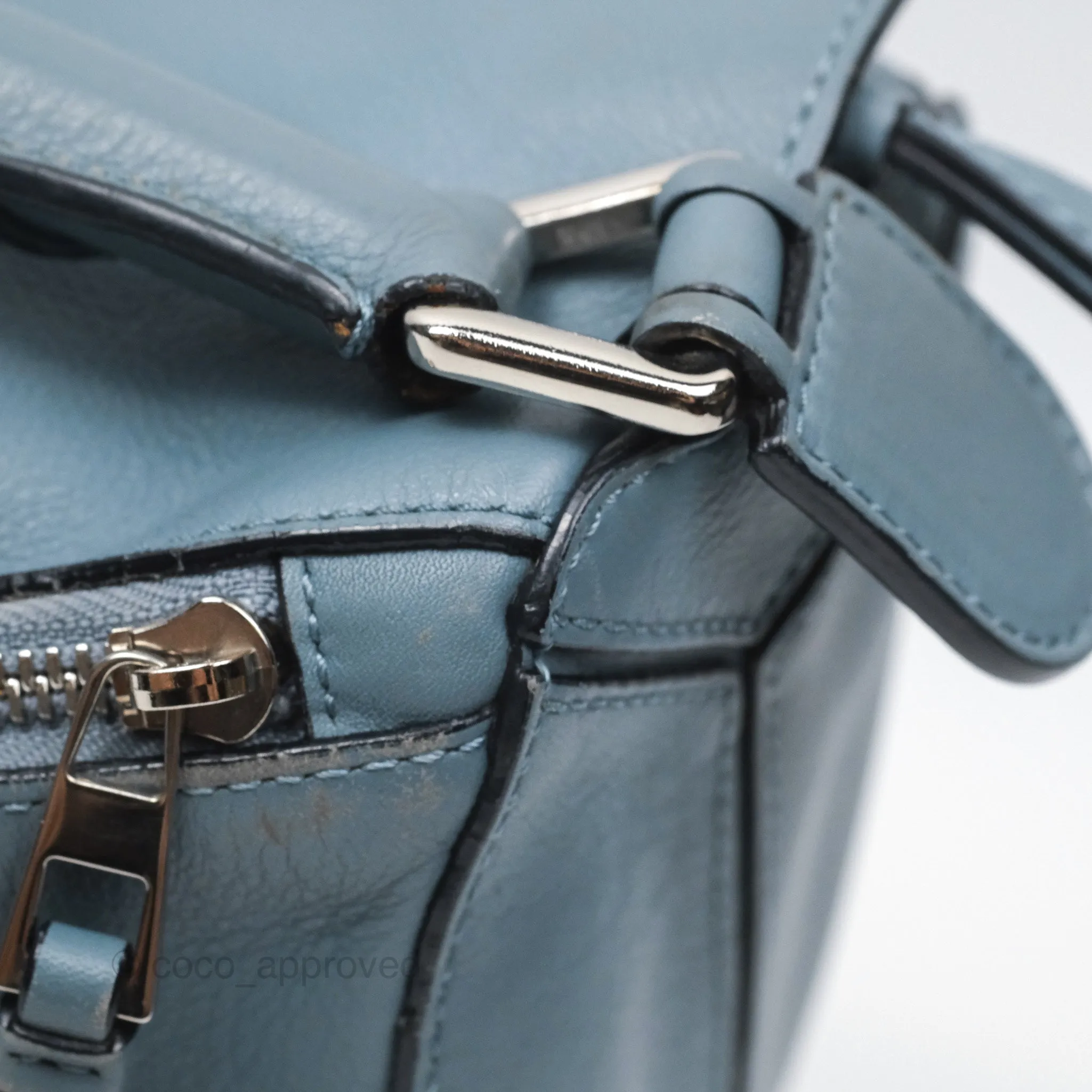 Loewe Medium Puzzle Bag Blue Calfskin Silver Hardware