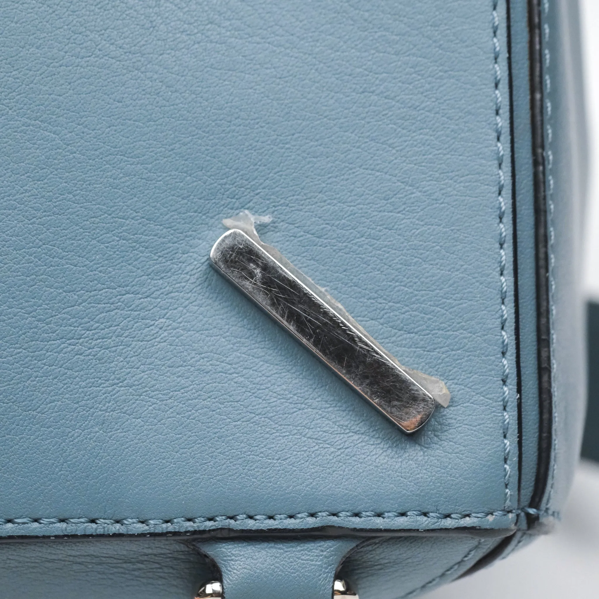 Loewe Medium Puzzle Bag Blue Calfskin Silver Hardware
