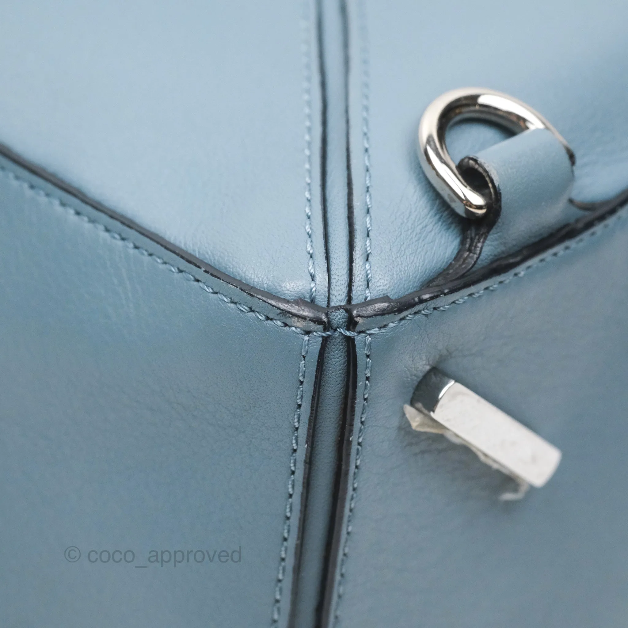 Loewe Medium Puzzle Bag Blue Calfskin Silver Hardware