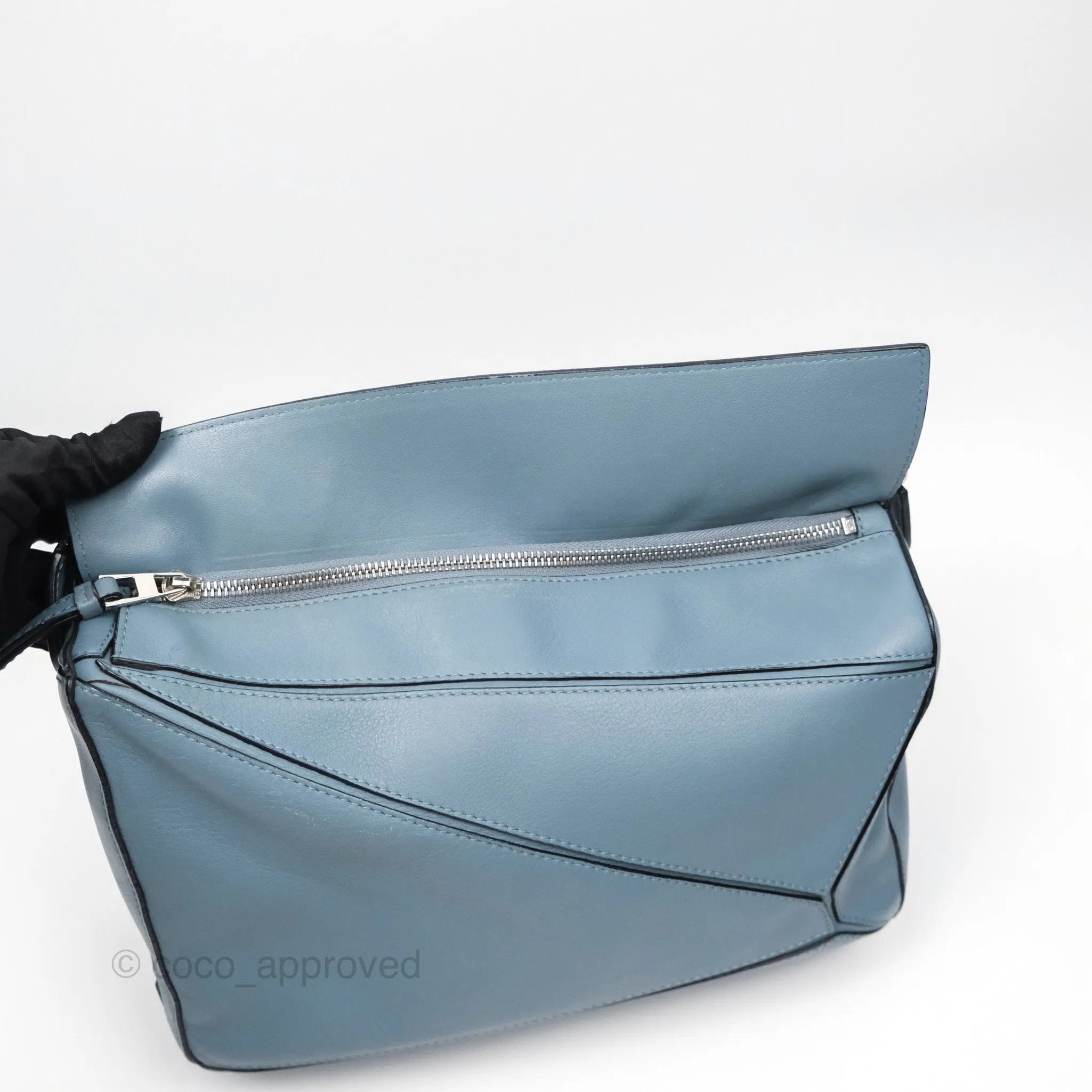 Loewe Medium Puzzle Bag Blue Calfskin Silver Hardware