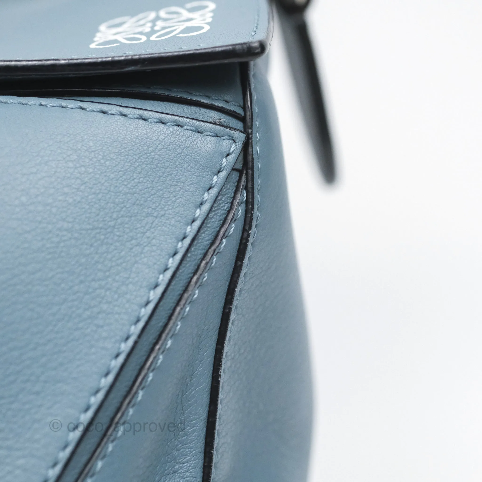 Loewe Medium Puzzle Bag Blue Calfskin Silver Hardware