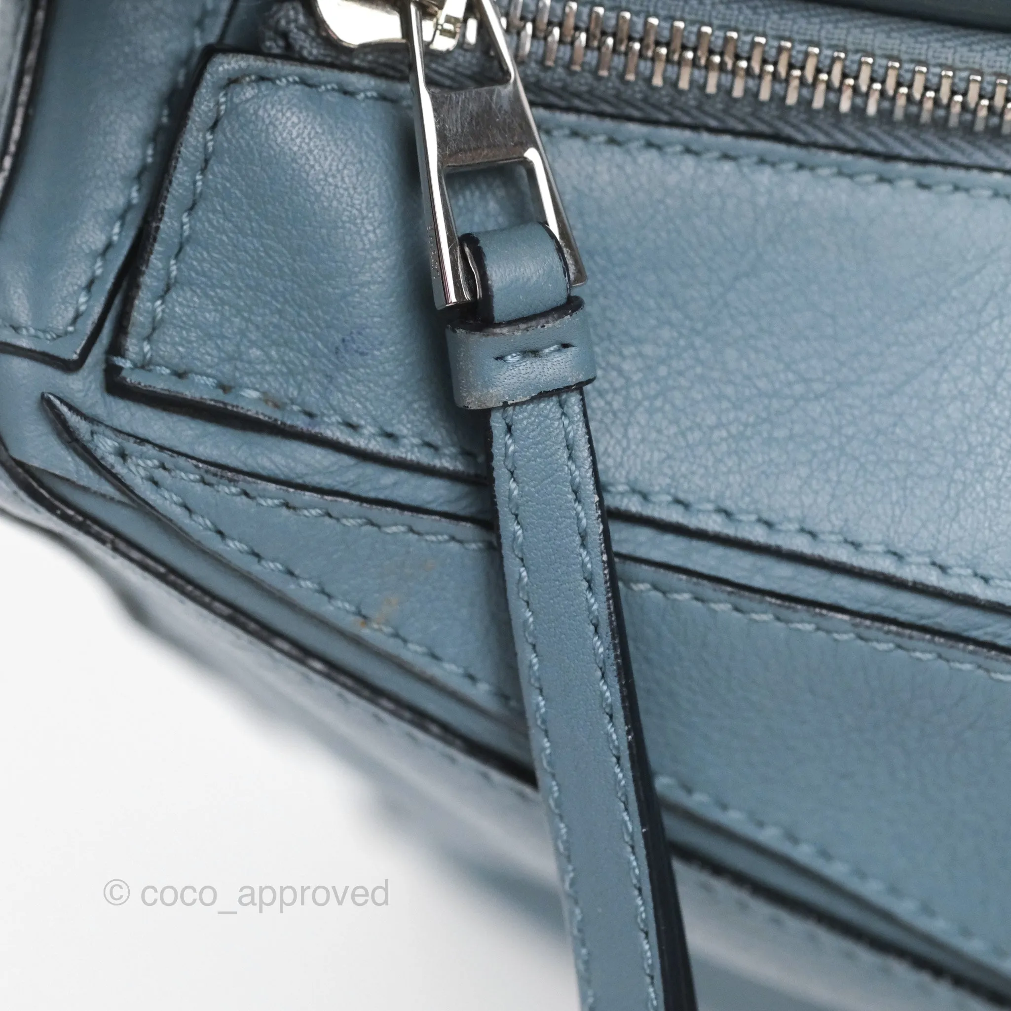 Loewe Medium Puzzle Bag Blue Calfskin Silver Hardware