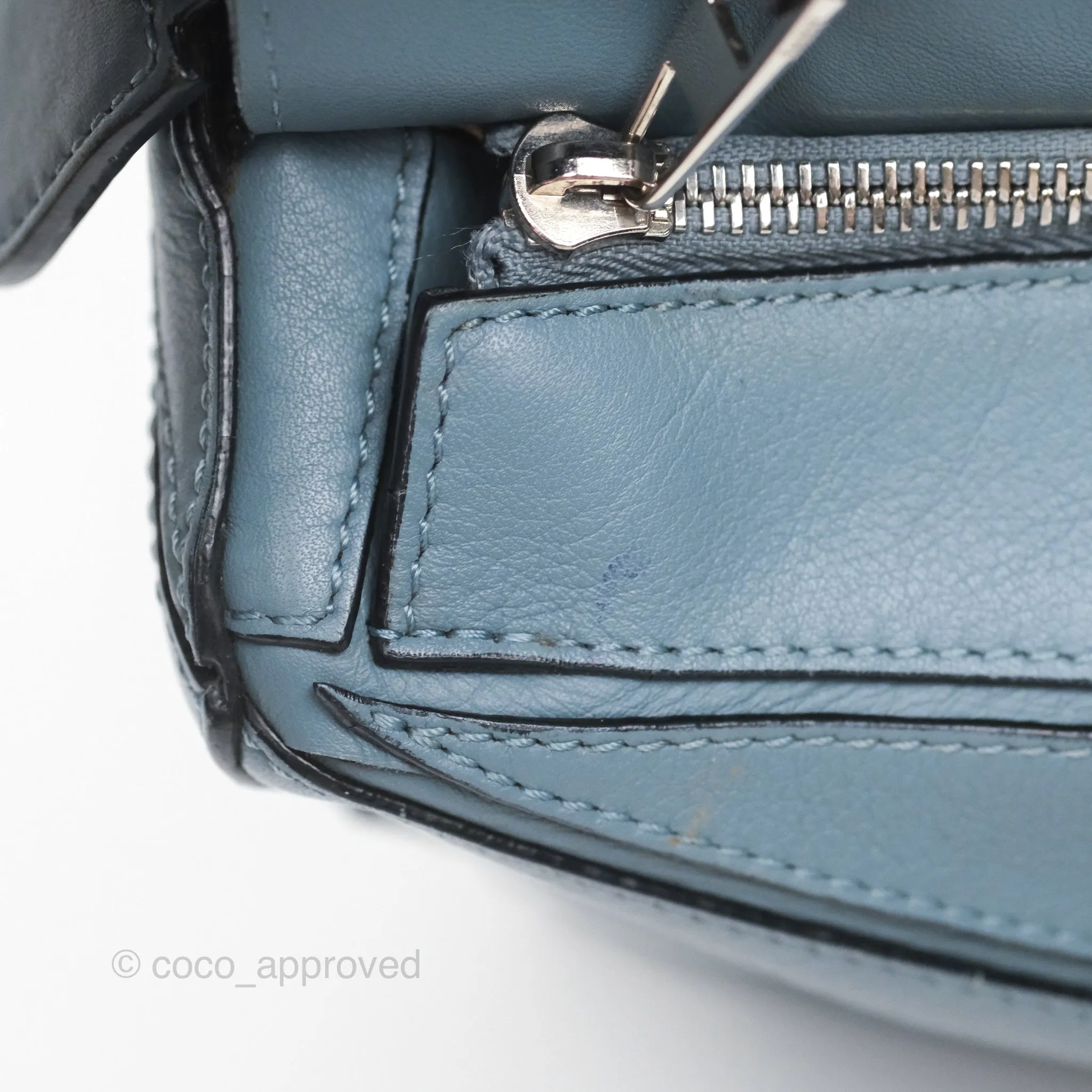 Loewe Medium Puzzle Bag Blue Calfskin Silver Hardware