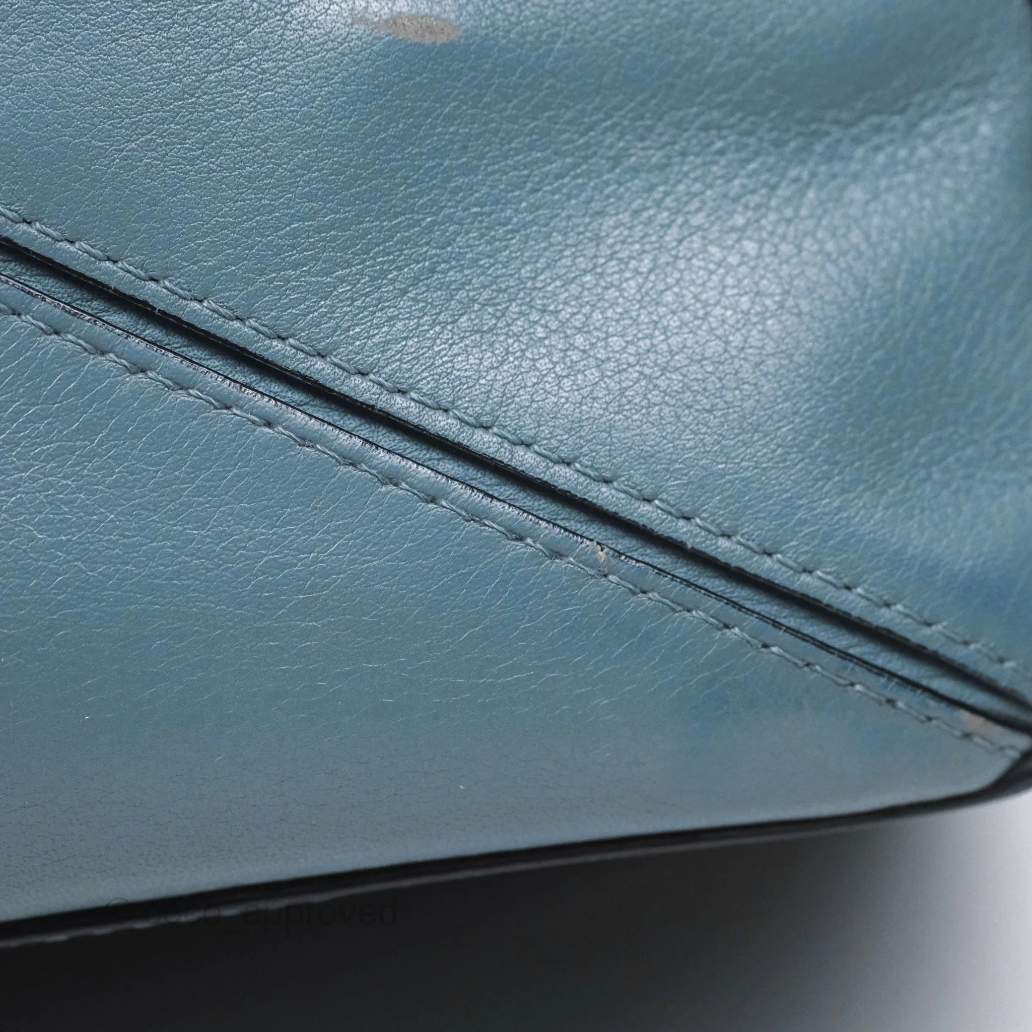 Loewe Medium Puzzle Bag Blue Calfskin Silver Hardware