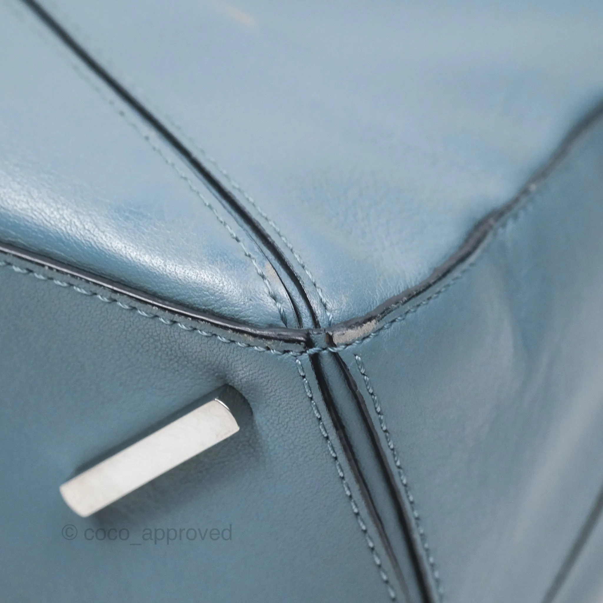 Loewe Medium Puzzle Bag Blue Calfskin Silver Hardware