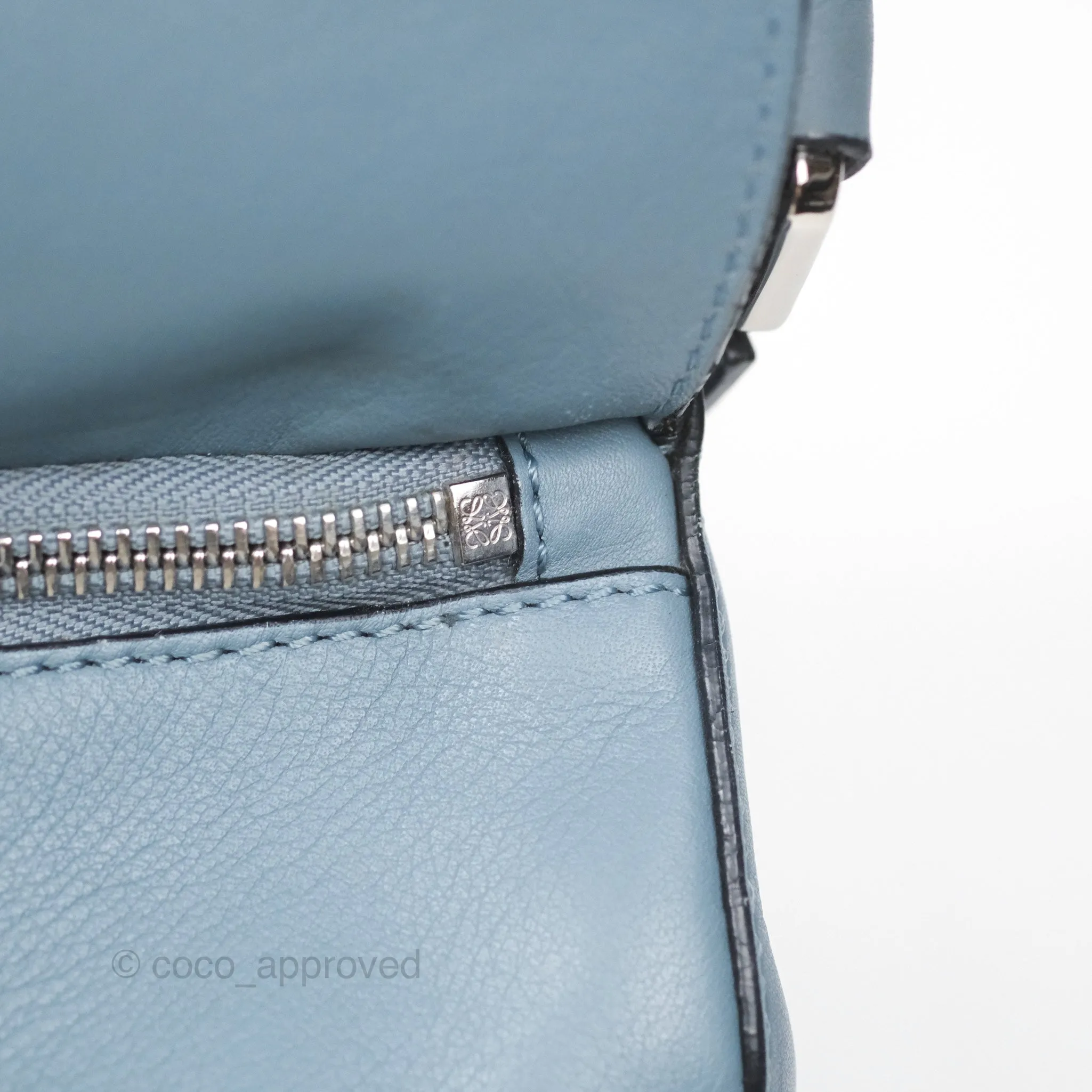 Loewe Medium Puzzle Bag Blue Calfskin Silver Hardware