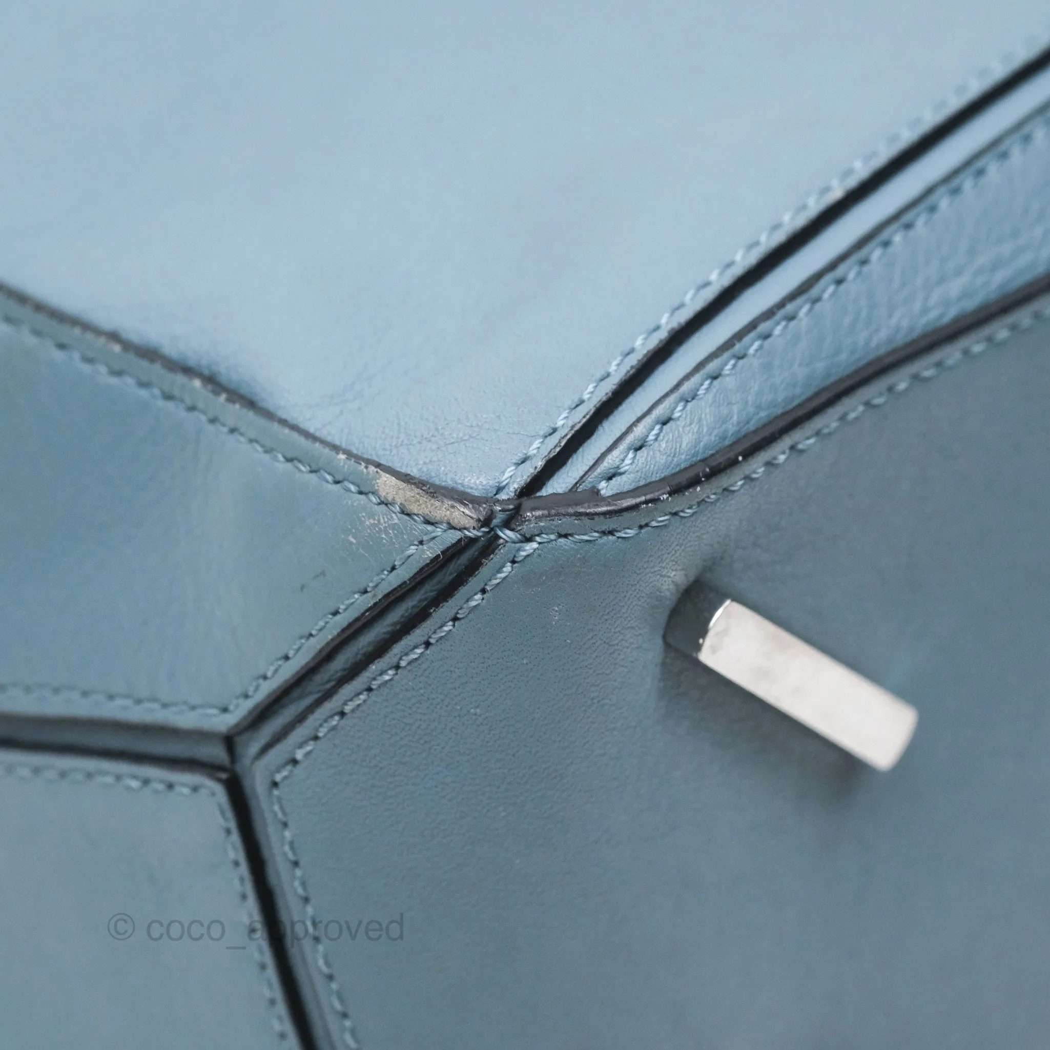 Loewe Medium Puzzle Bag Blue Calfskin Silver Hardware