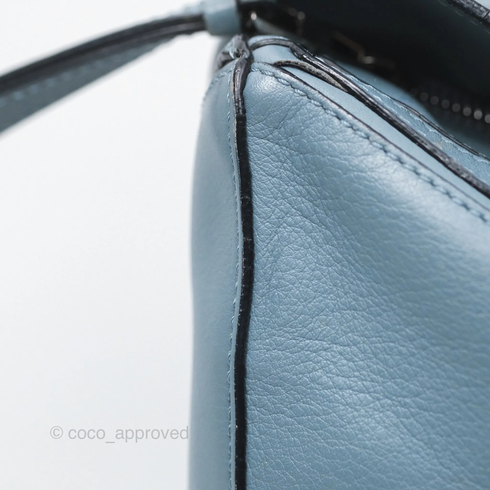 Loewe Medium Puzzle Bag Blue Calfskin Silver Hardware