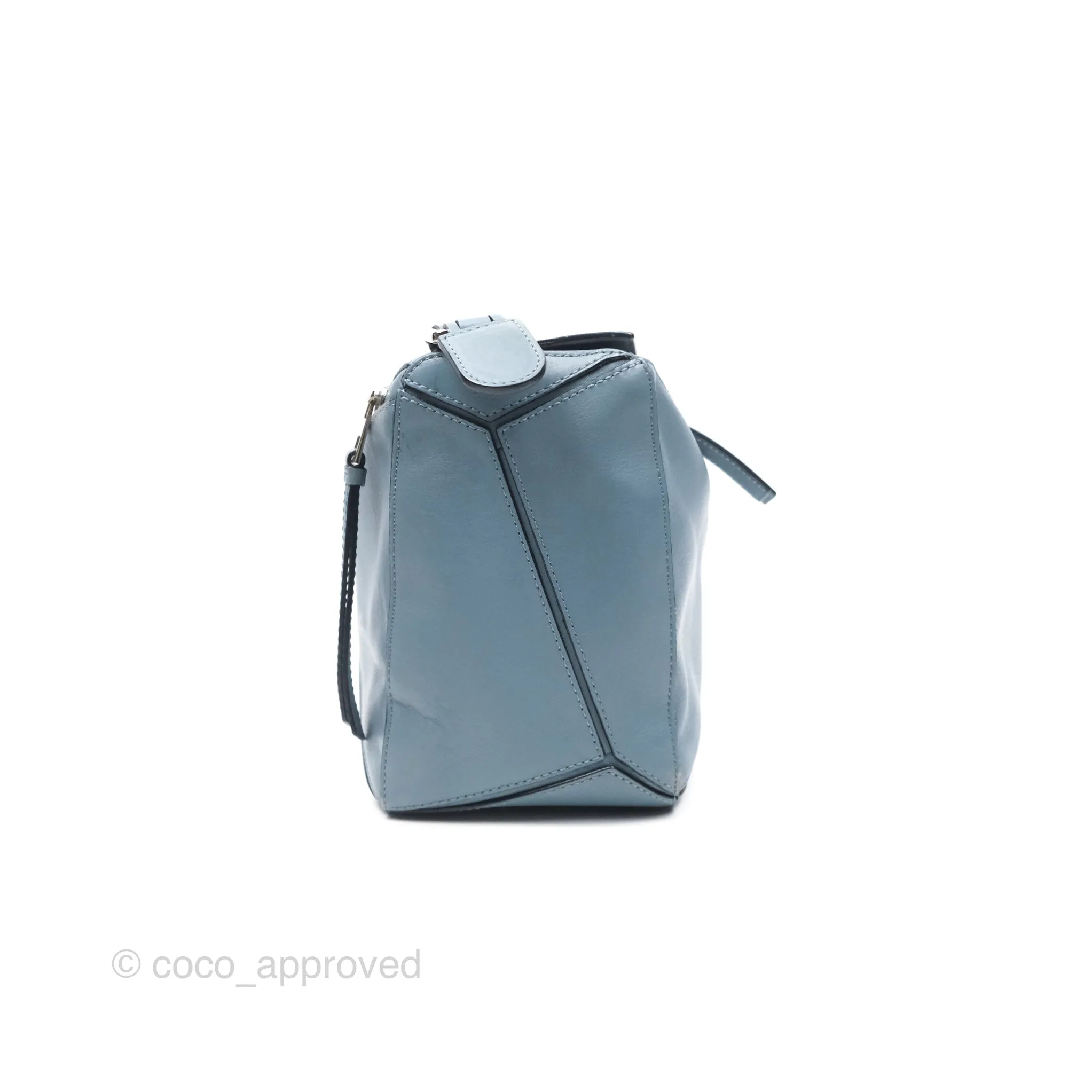 Loewe Medium Puzzle Bag Blue Calfskin Silver Hardware