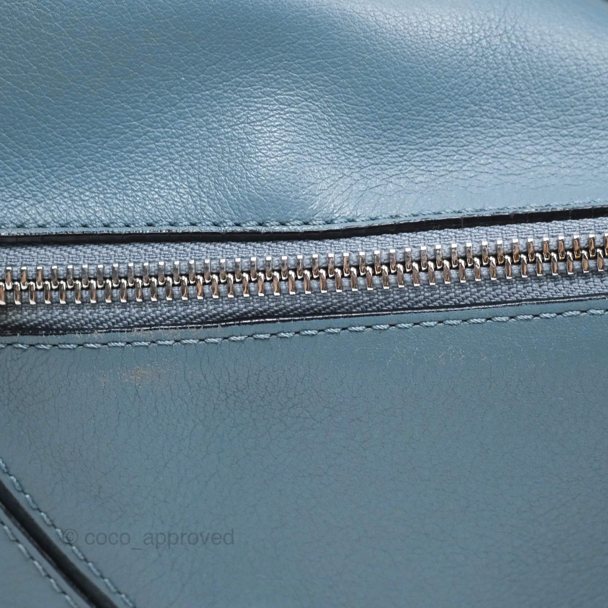 Loewe Medium Puzzle Bag Blue Calfskin Silver Hardware