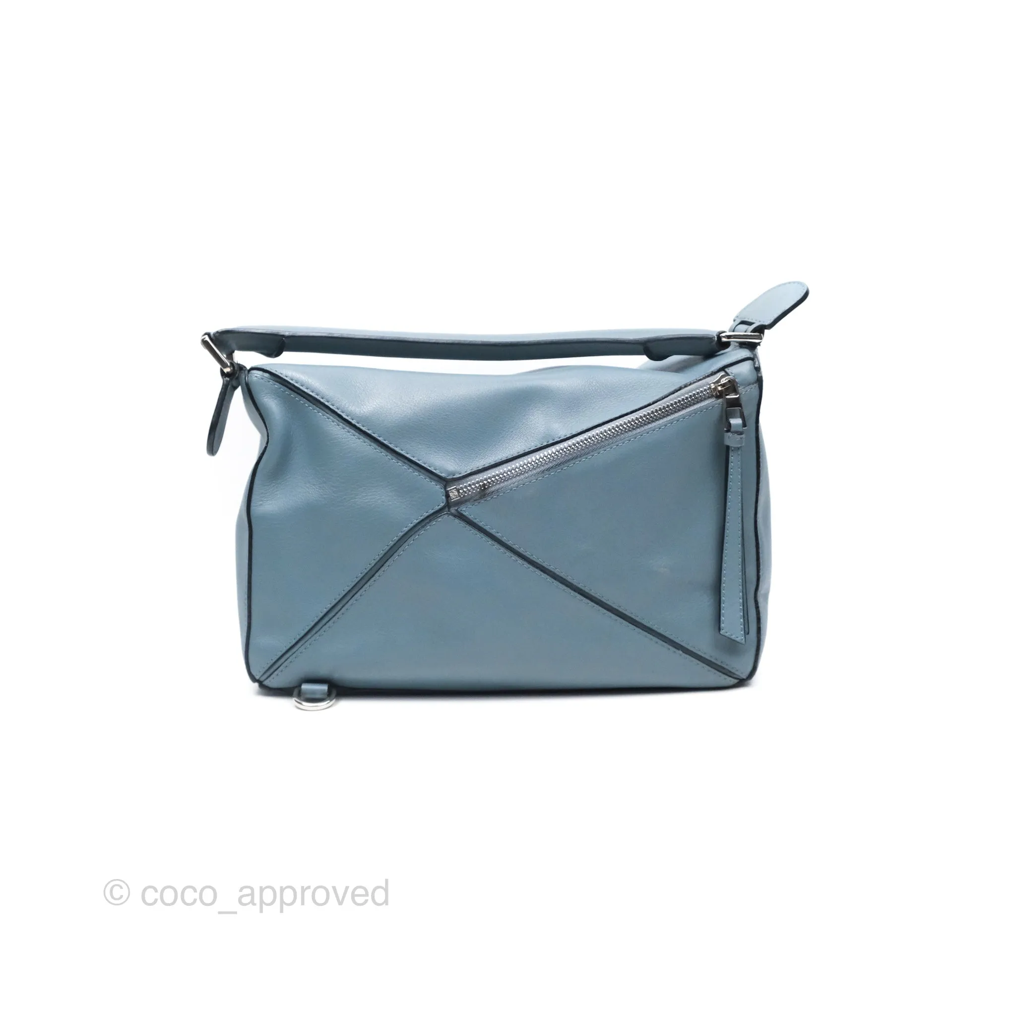 Loewe Medium Puzzle Bag Blue Calfskin Silver Hardware