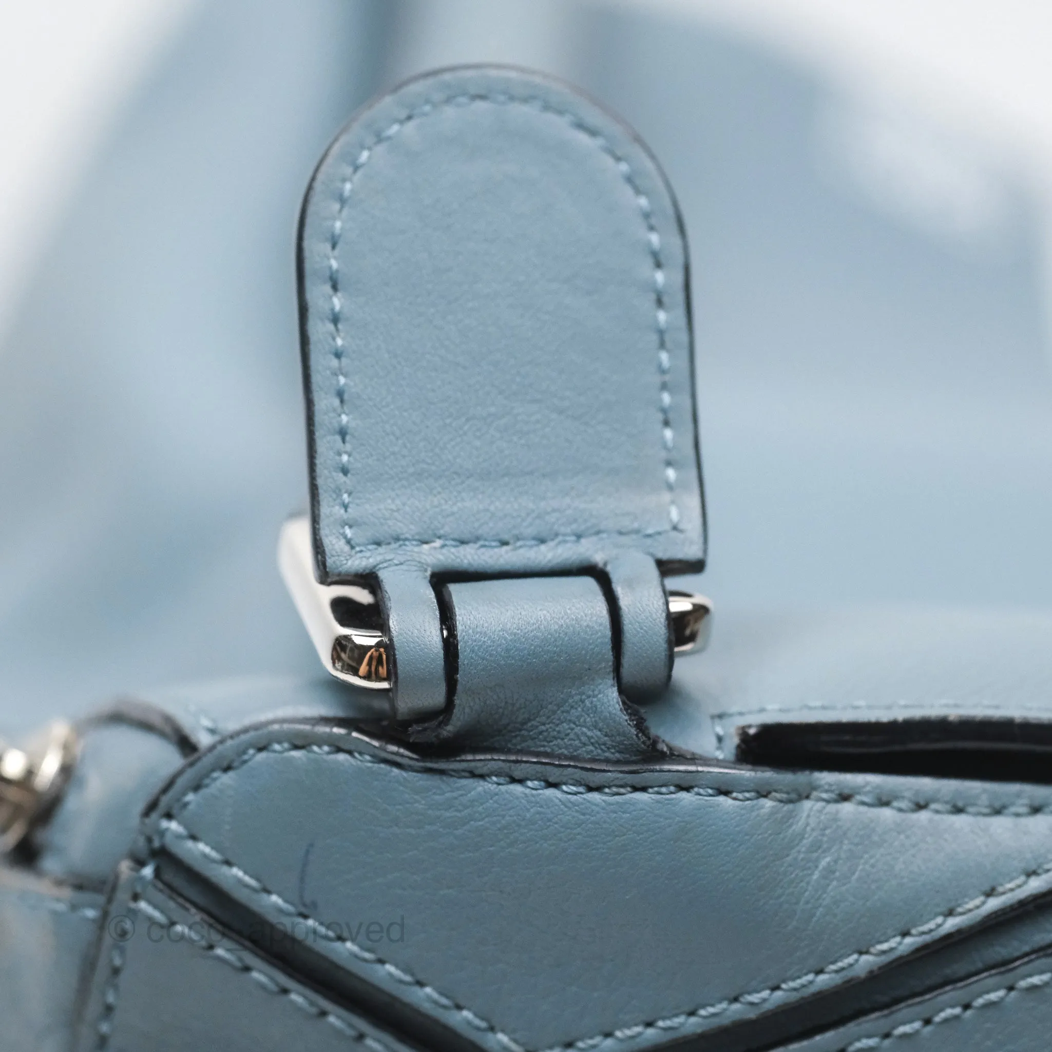 Loewe Medium Puzzle Bag Blue Calfskin Silver Hardware