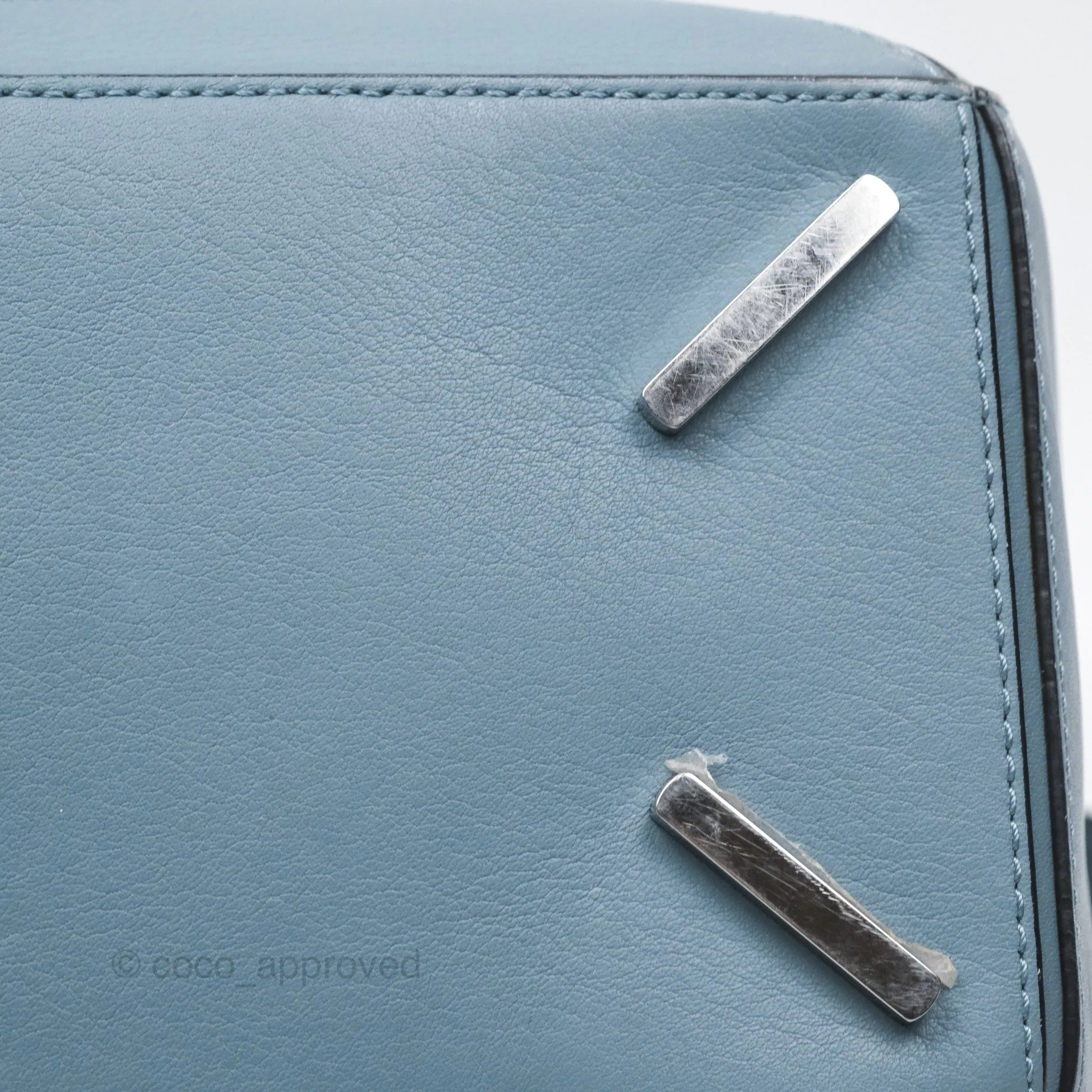 Loewe Medium Puzzle Bag Blue Calfskin Silver Hardware