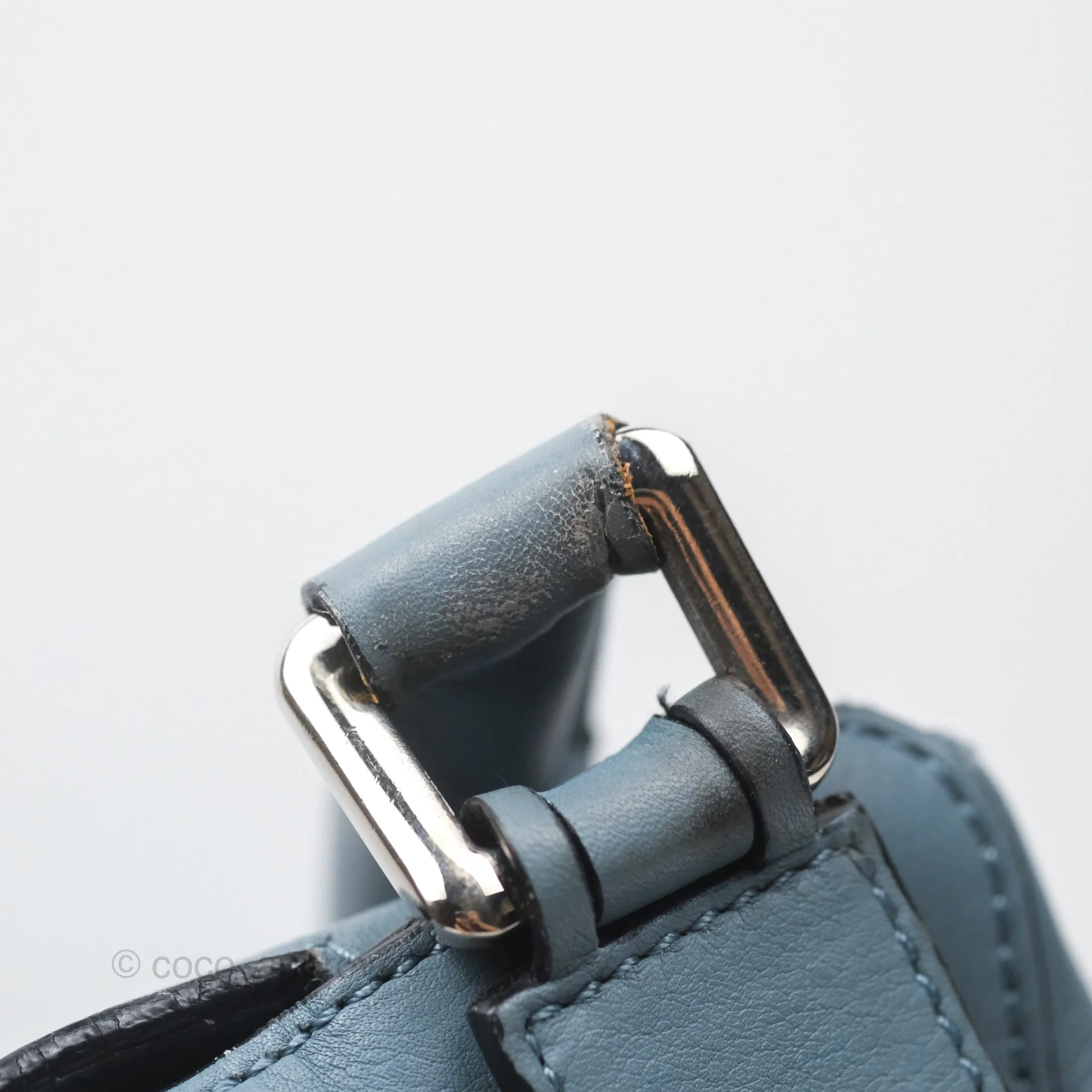 Loewe Medium Puzzle Bag Blue Calfskin Silver Hardware