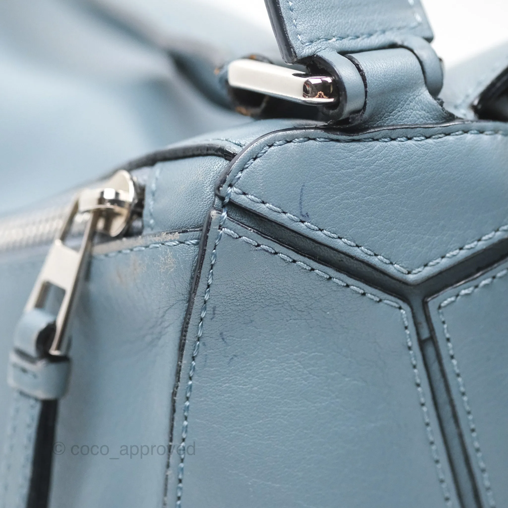 Loewe Medium Puzzle Bag Blue Calfskin Silver Hardware