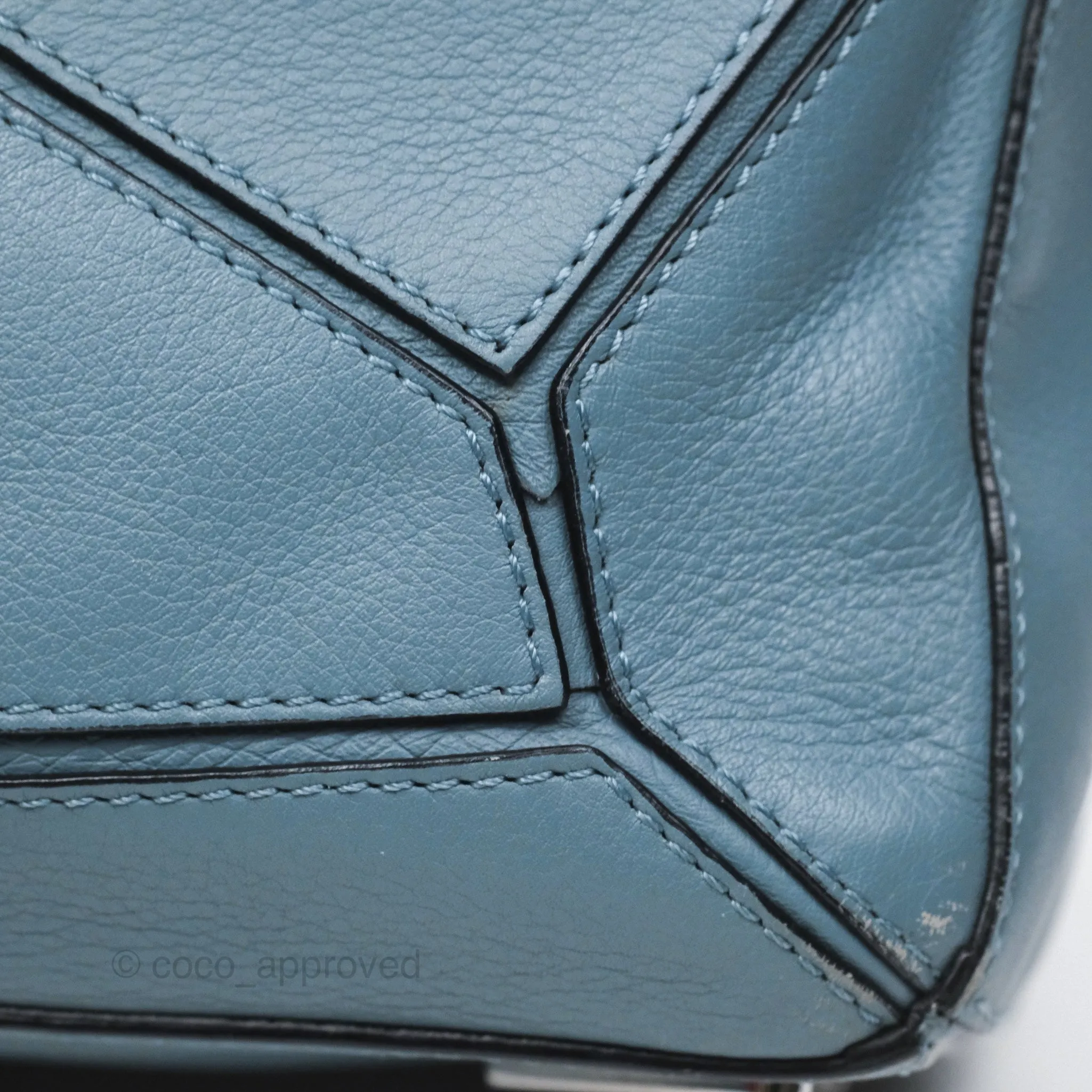 Loewe Medium Puzzle Bag Blue Calfskin Silver Hardware