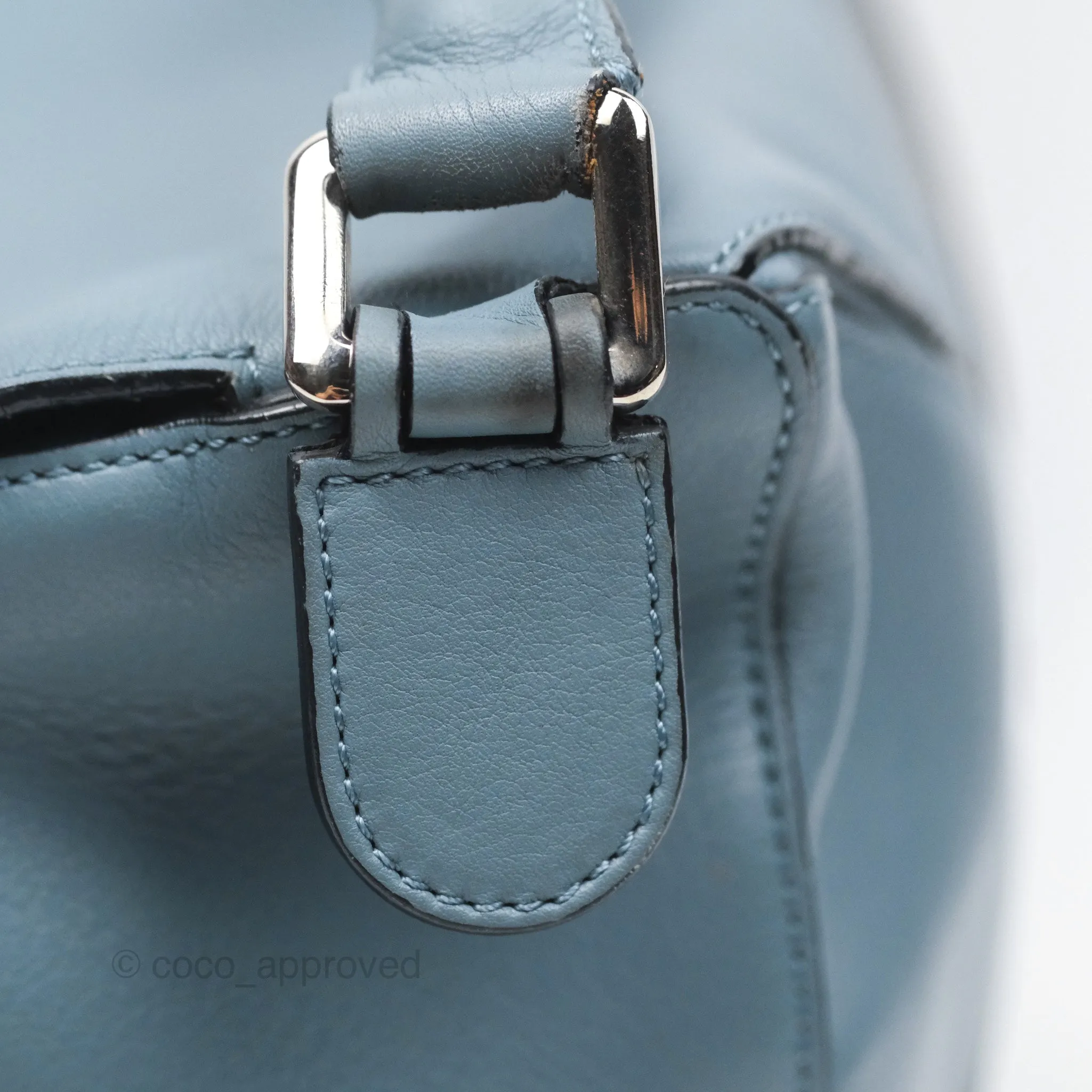 Loewe Medium Puzzle Bag Blue Calfskin Silver Hardware