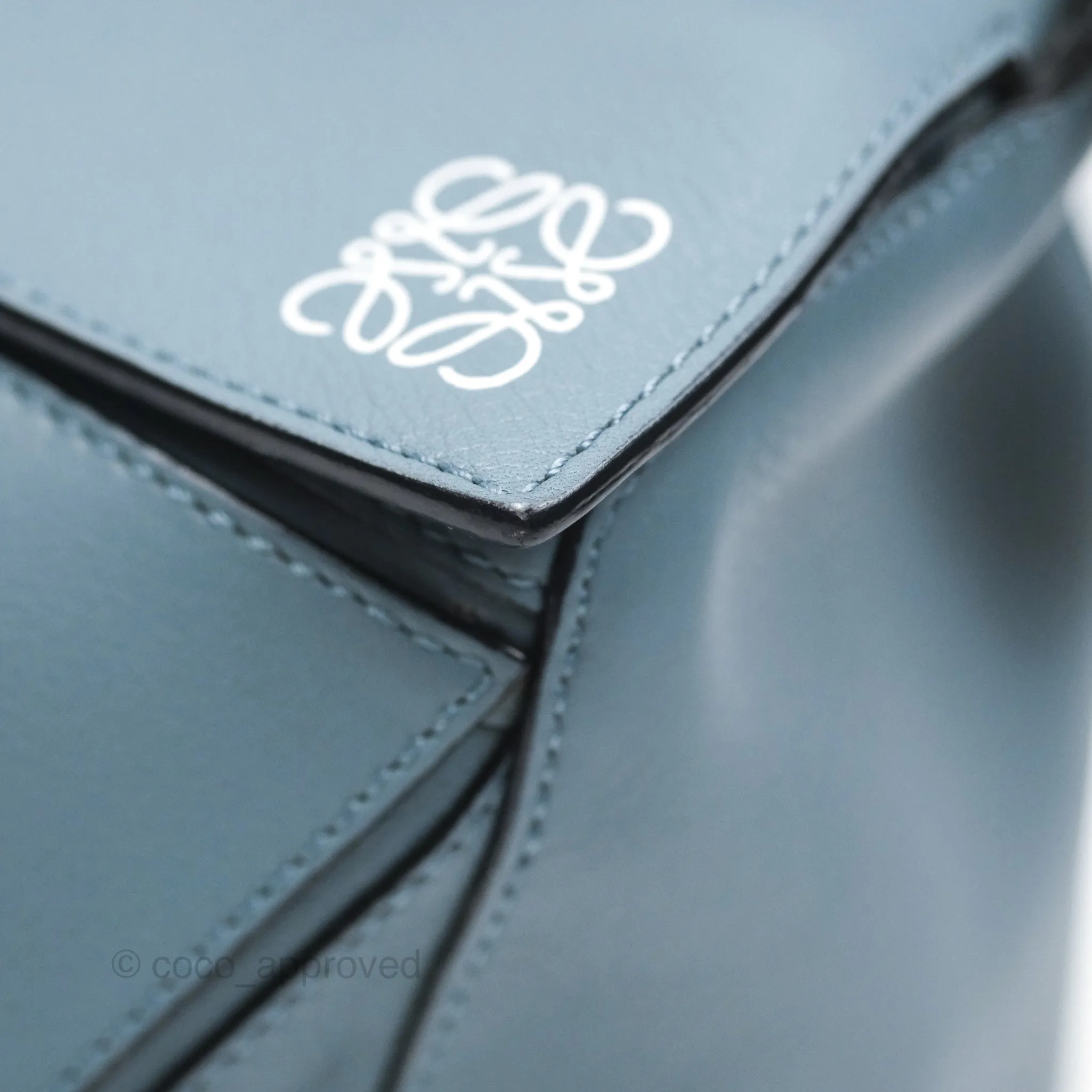 Loewe Medium Puzzle Bag Blue Calfskin Silver Hardware