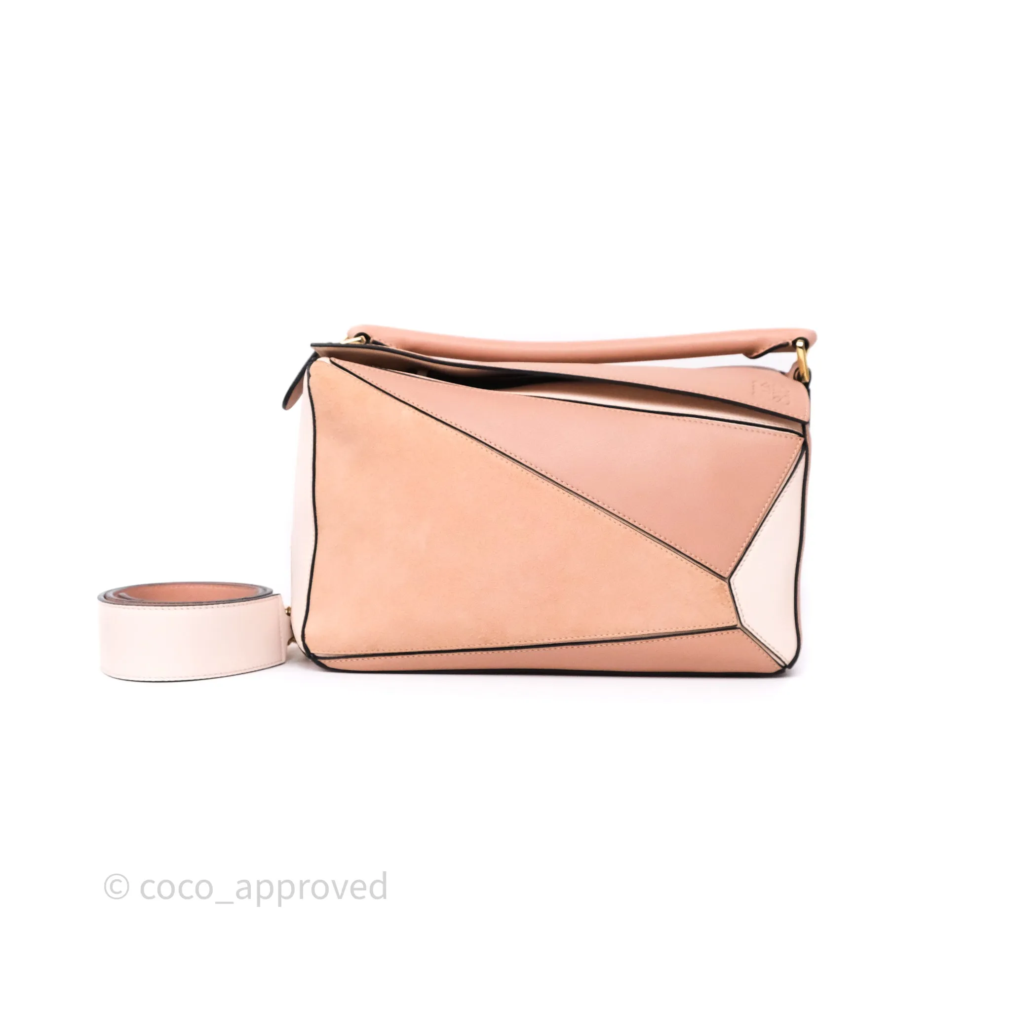 Loewe Medium Puzzle Bag Blush Pink Suede Calfskin