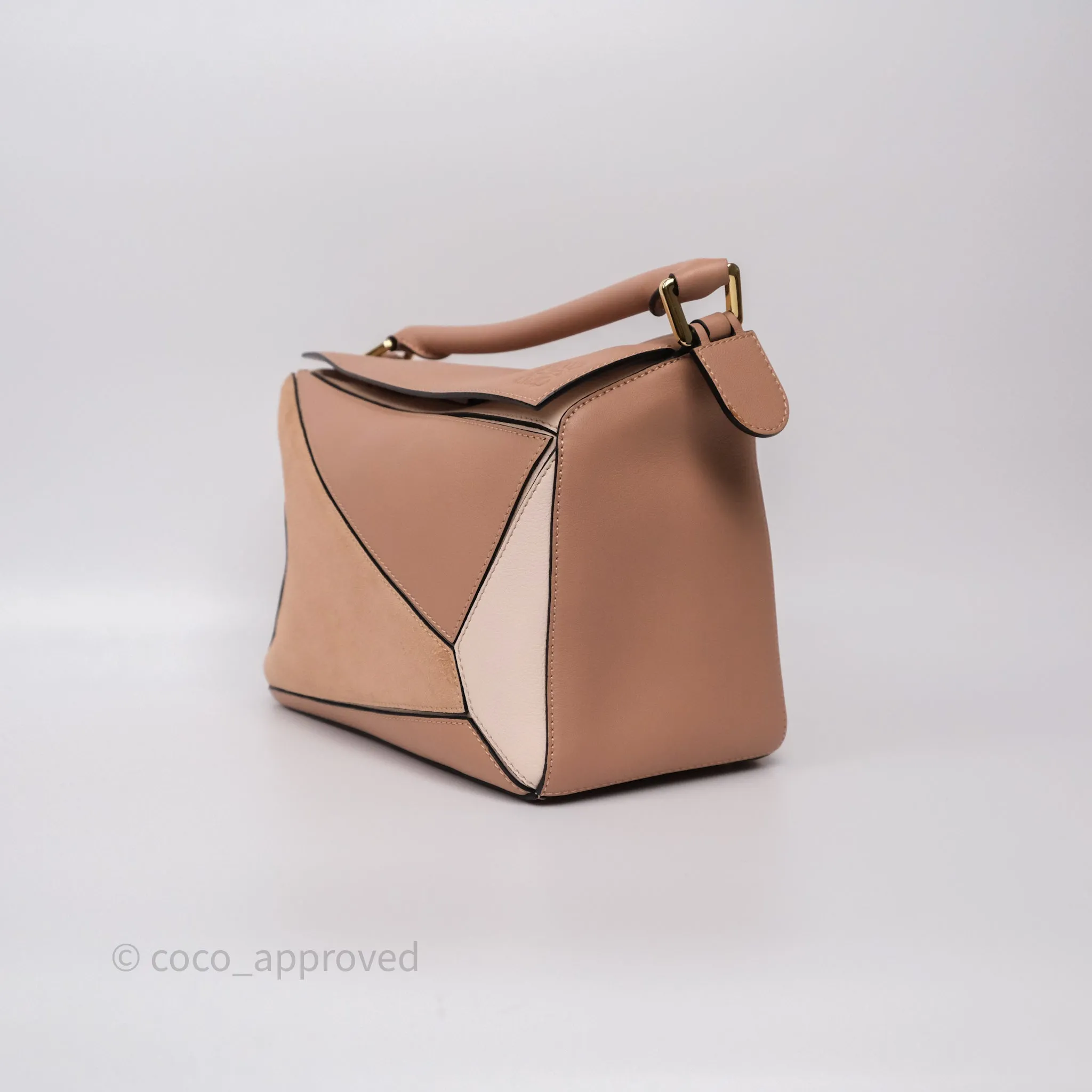 Loewe Medium Puzzle Bag Blush Pink Suede Calfskin