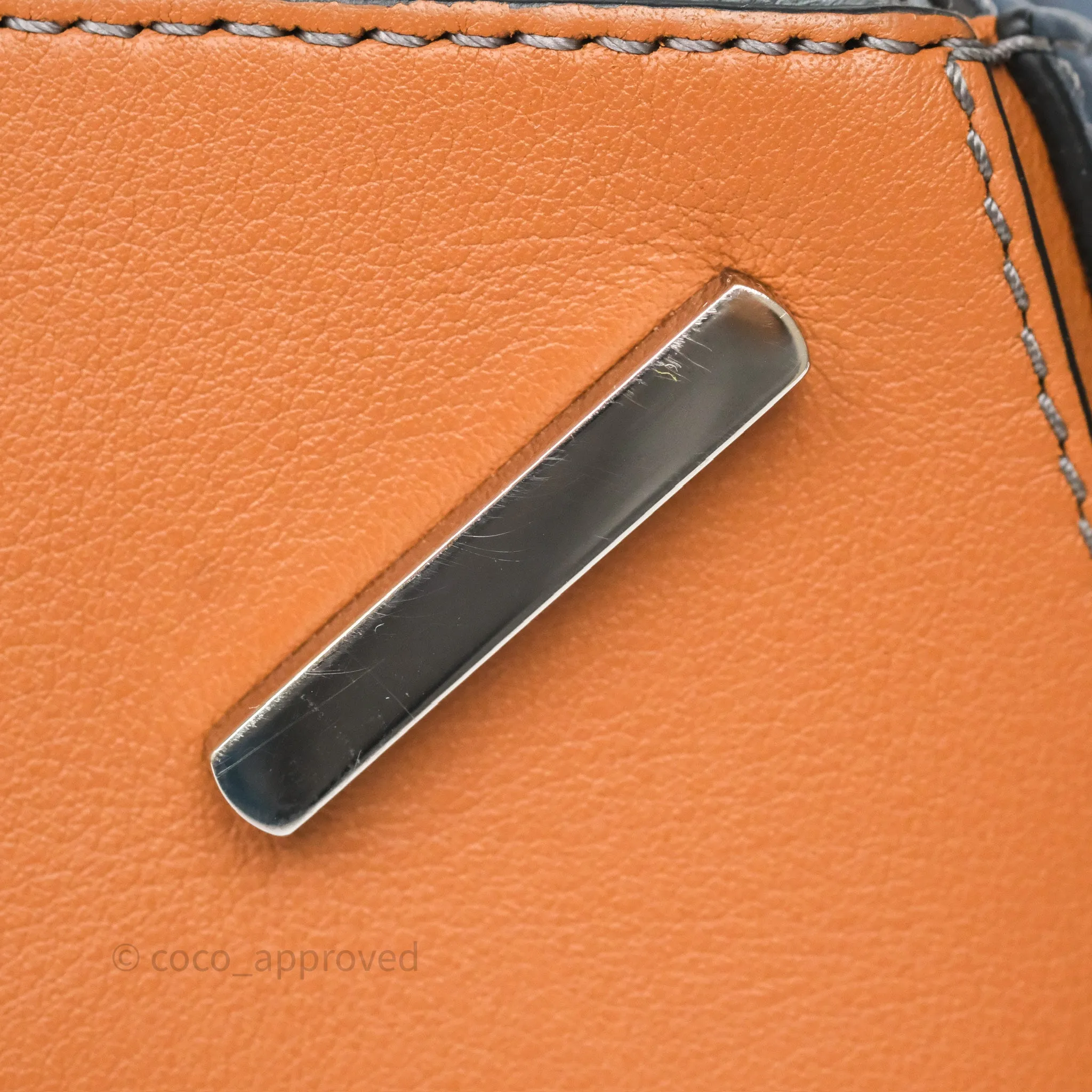 Loewe Medium Puzzle Bag Stone Blue Indigo Tan Calfskin Silver Hardware